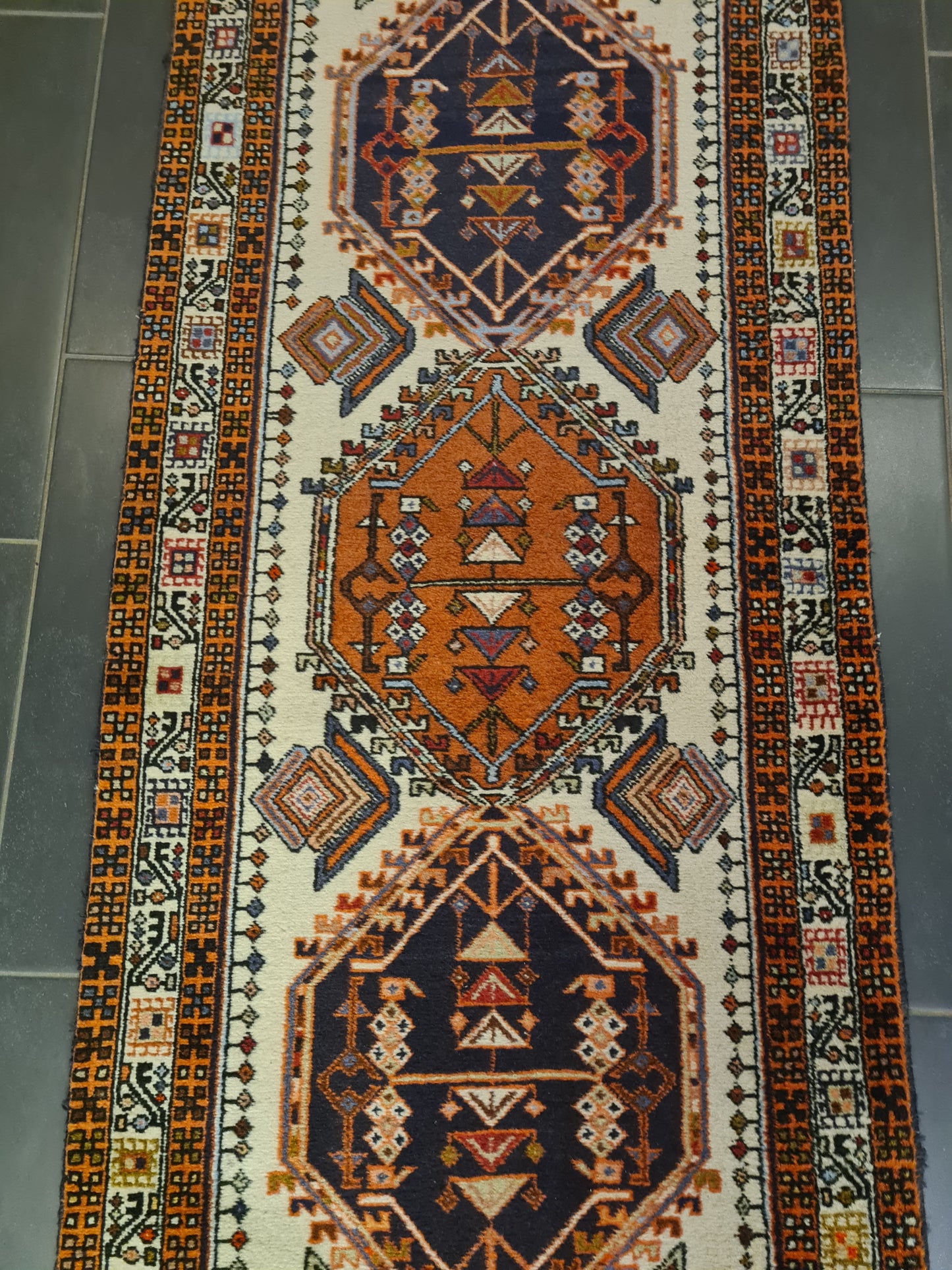 Perserteppich Orientteppich Handgeknüpfter Teppich Heris 300x75cm