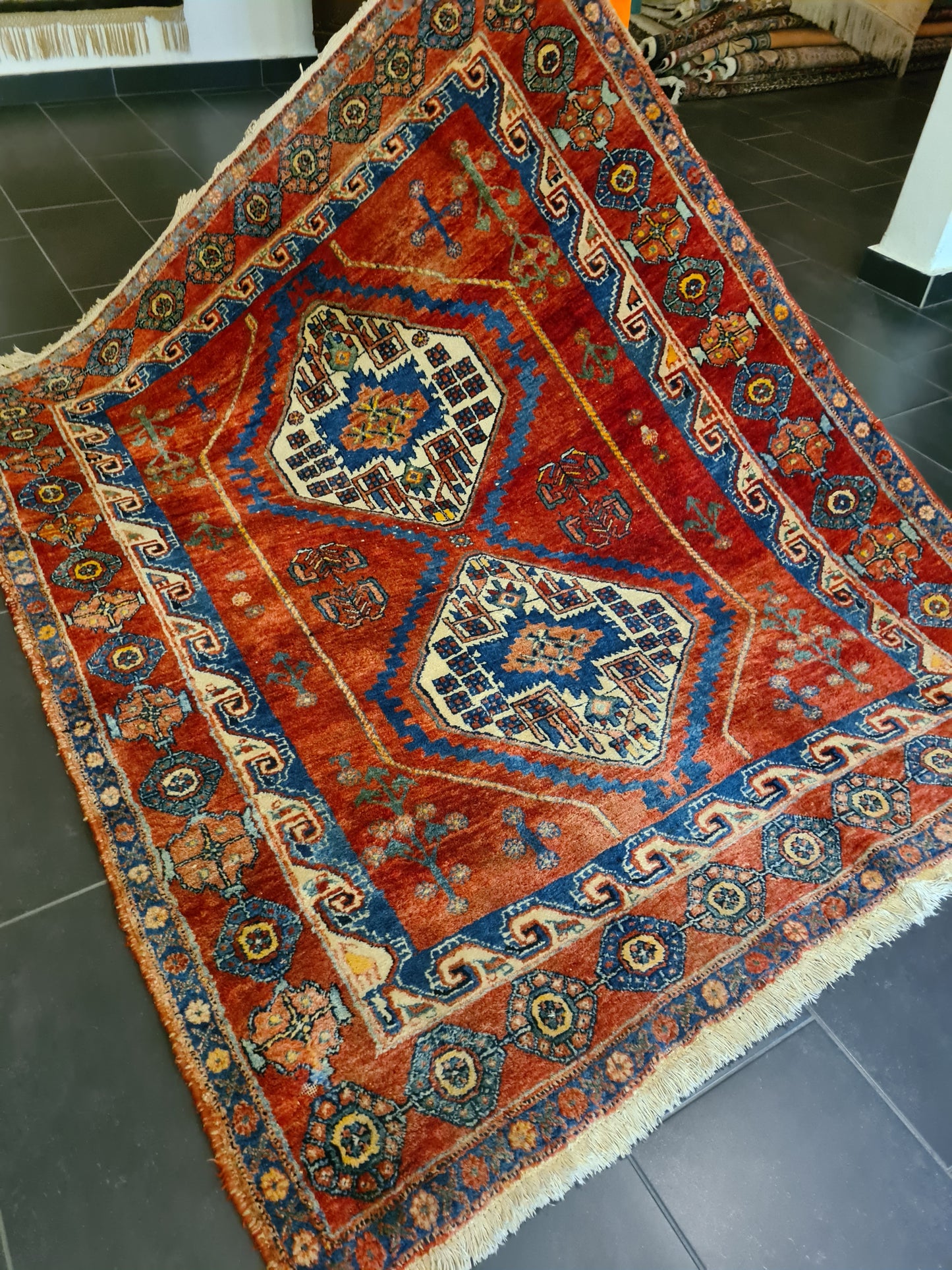 Antiker Handgeknüpfter Perserteppich Afshari Orientteppich 200x160cm