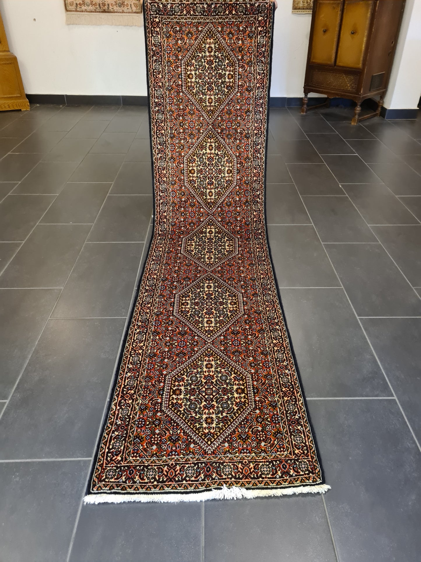 Perserteppich Orientteppich Handgeknüpfter Teppich Bidjar 250x60cm