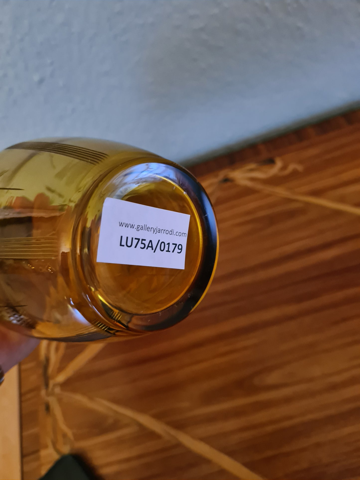 ART DECO LIKÖRKARAFFE FLAKON Bernstein Glas Gefäß 24x10cm