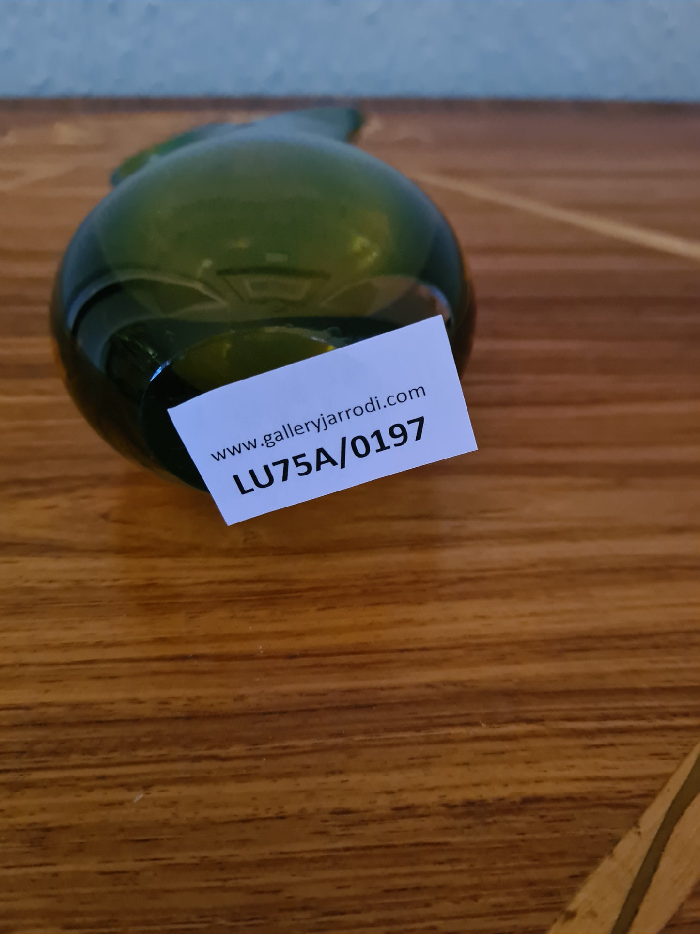 Murano Glas Zipfelvase Grün Künstler Glas Mid Century Vase 18x8cm