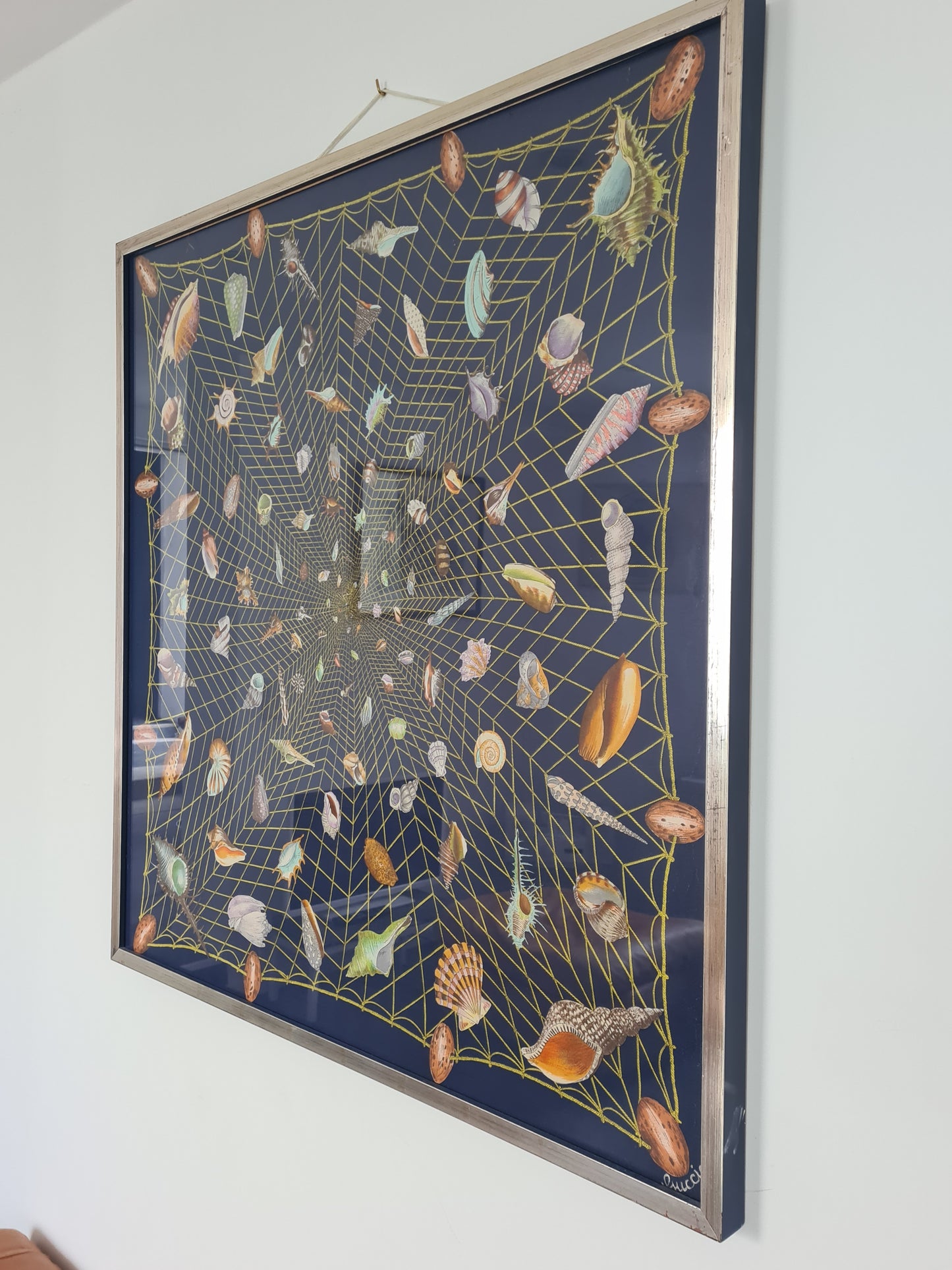 Gucci Seidentuch Gerahmt Seide Stoff Gemälde 90x90cm