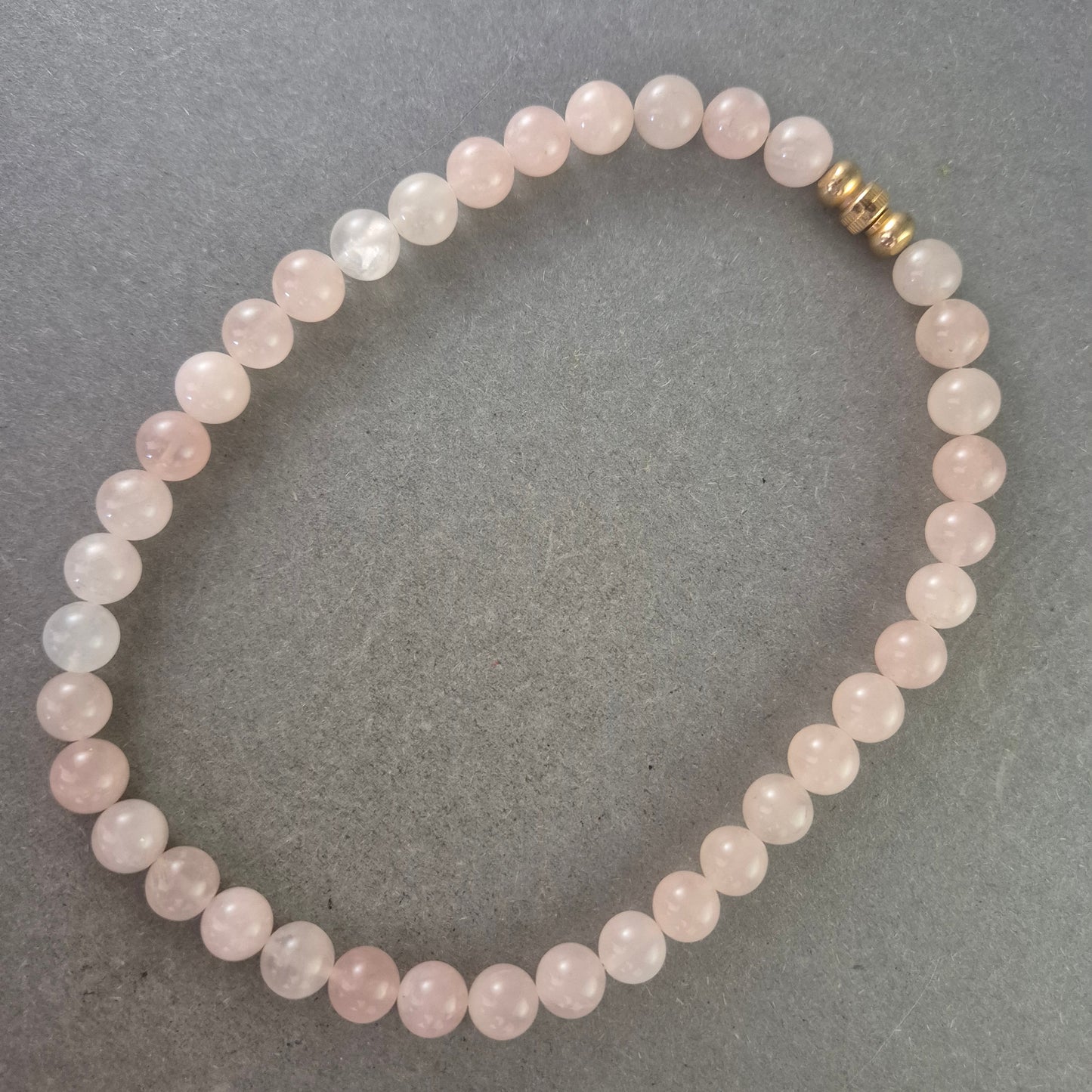 Damen Halskette – Rosenquarz Kugelperlen