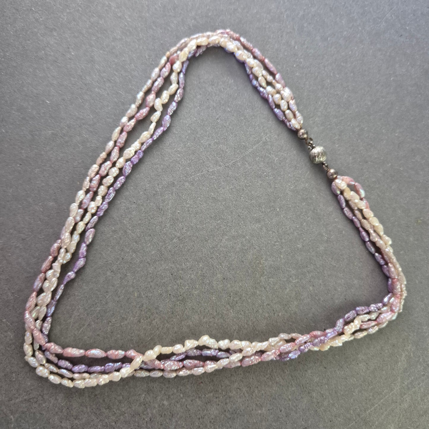 Damen Kette Mehrreihige Süßwasserperlen in Rosa & Weiß 835 Silberverschluss