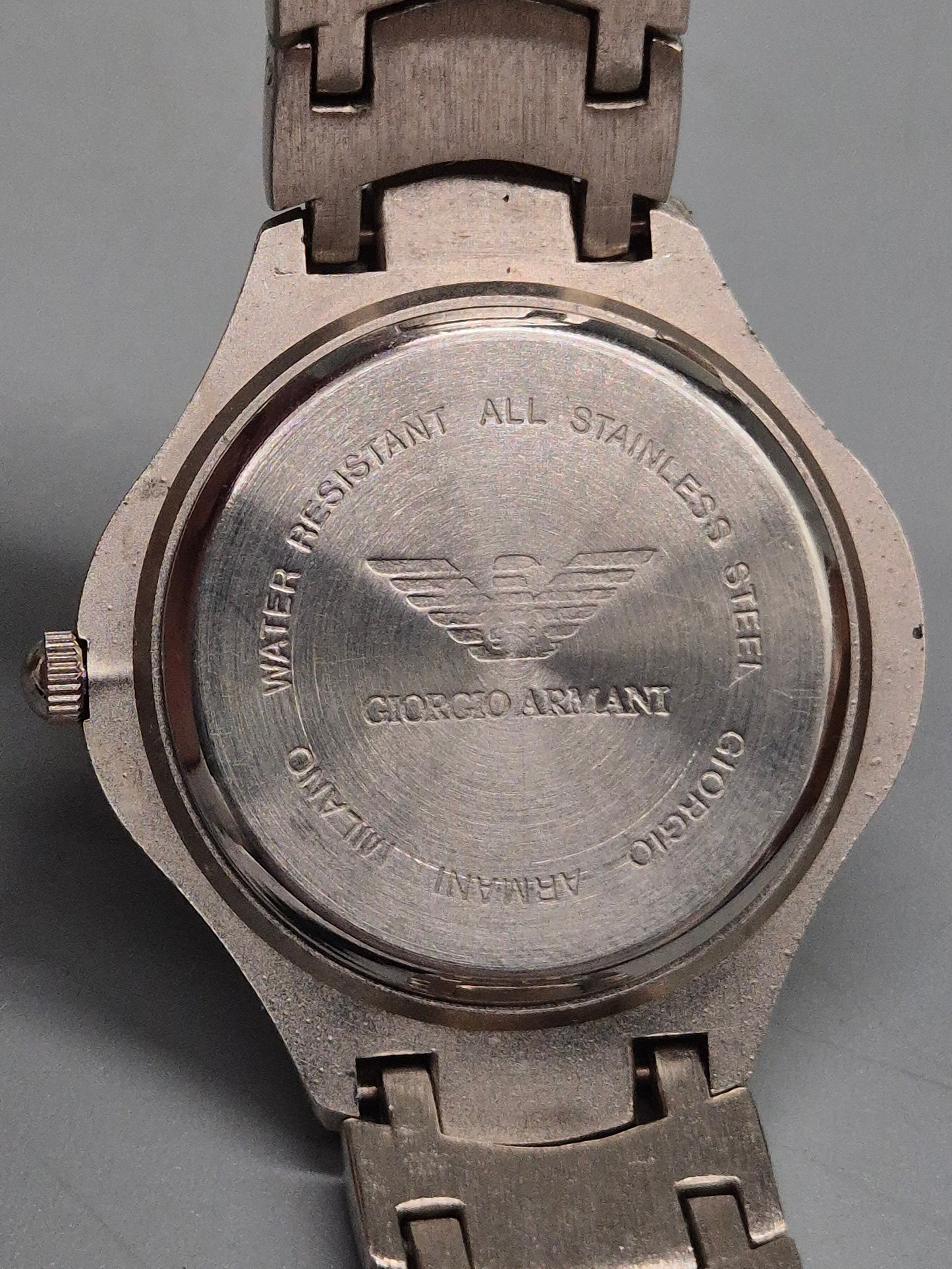 Giorgio Armani Herren Uhr – Edelstahl mit schwarzem Zifferblatt