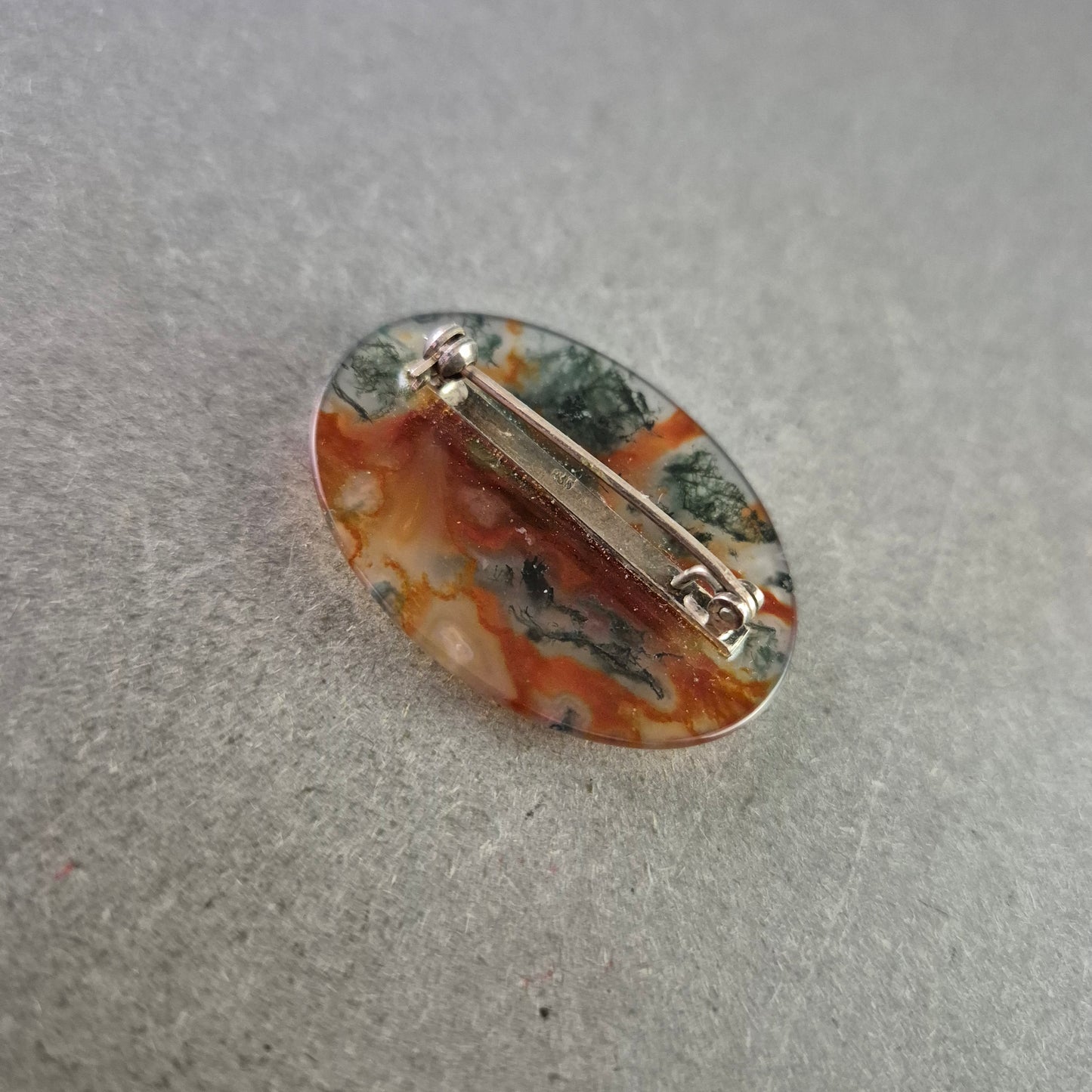 Vintage Brosche mit Landschaftsachat – Einzigartiges Naturdesign