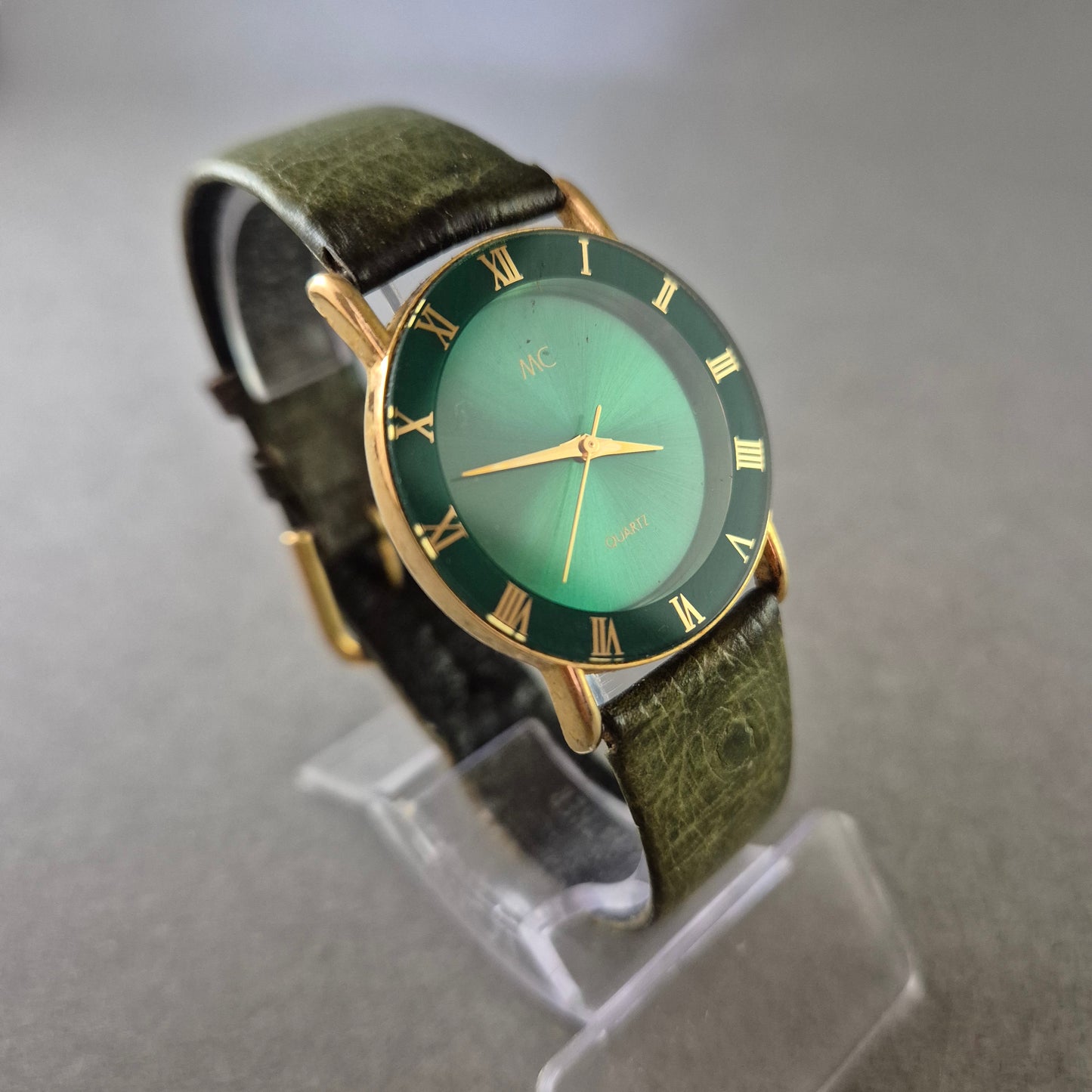 MC Damen Uhr – Quarzwerk mit grünem Lederarmband