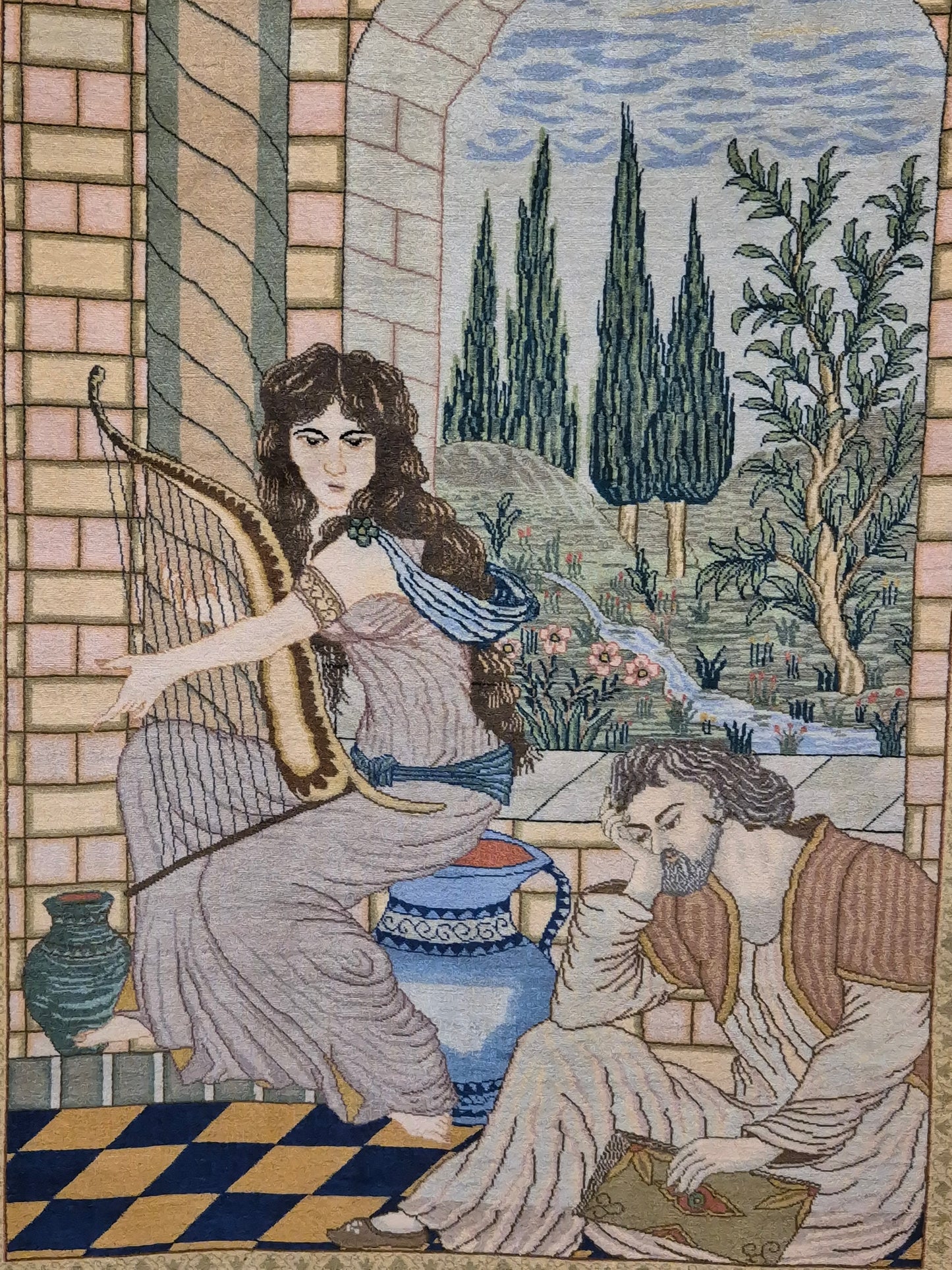 Täbriz Teppich – Korkwolle, figürliche Darstellung, feine Knüpfung