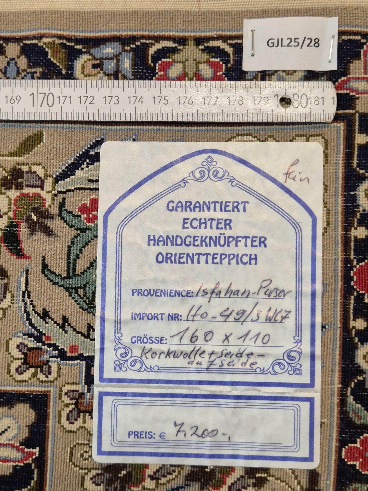 Isfahan Teppich Korkwolle mit Seide Medaillon feine Knüpfung