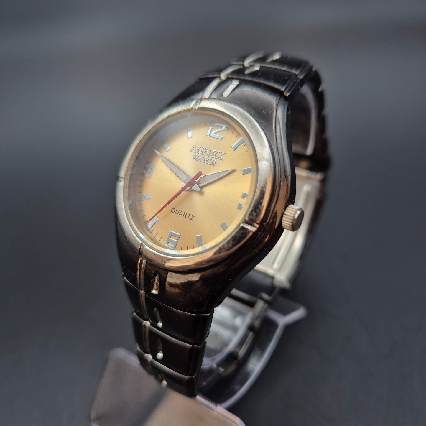 Agnex Watch Herren Uhr – Quarz, Goldzifferblatt mit Datumsanzeige