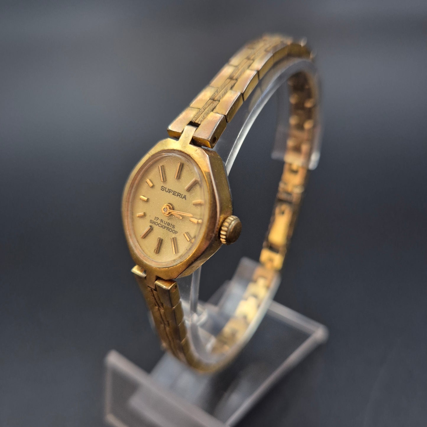 Superia Damen Uhr – Vintage, 17 Rubis, Goldfarben