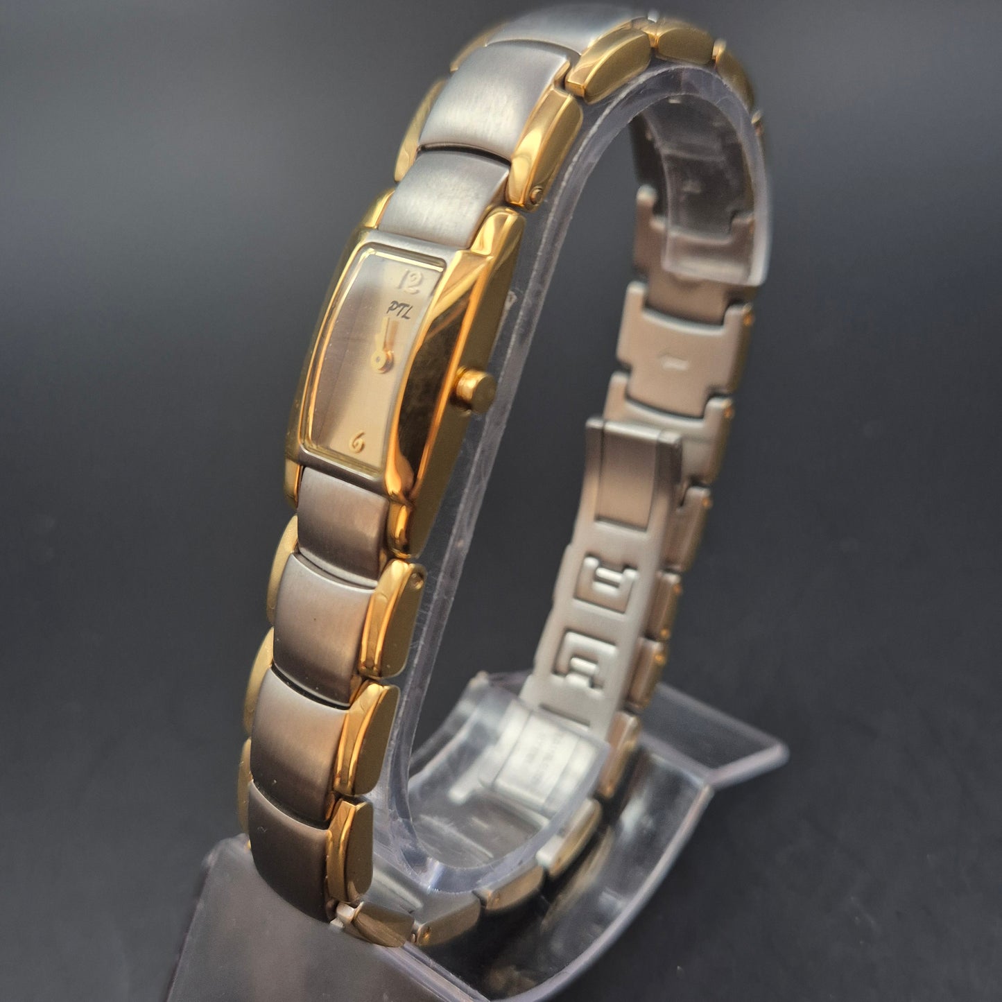 Elegante PTL Damen Uhr – Bicolor Design mit Rechteckgehäuse