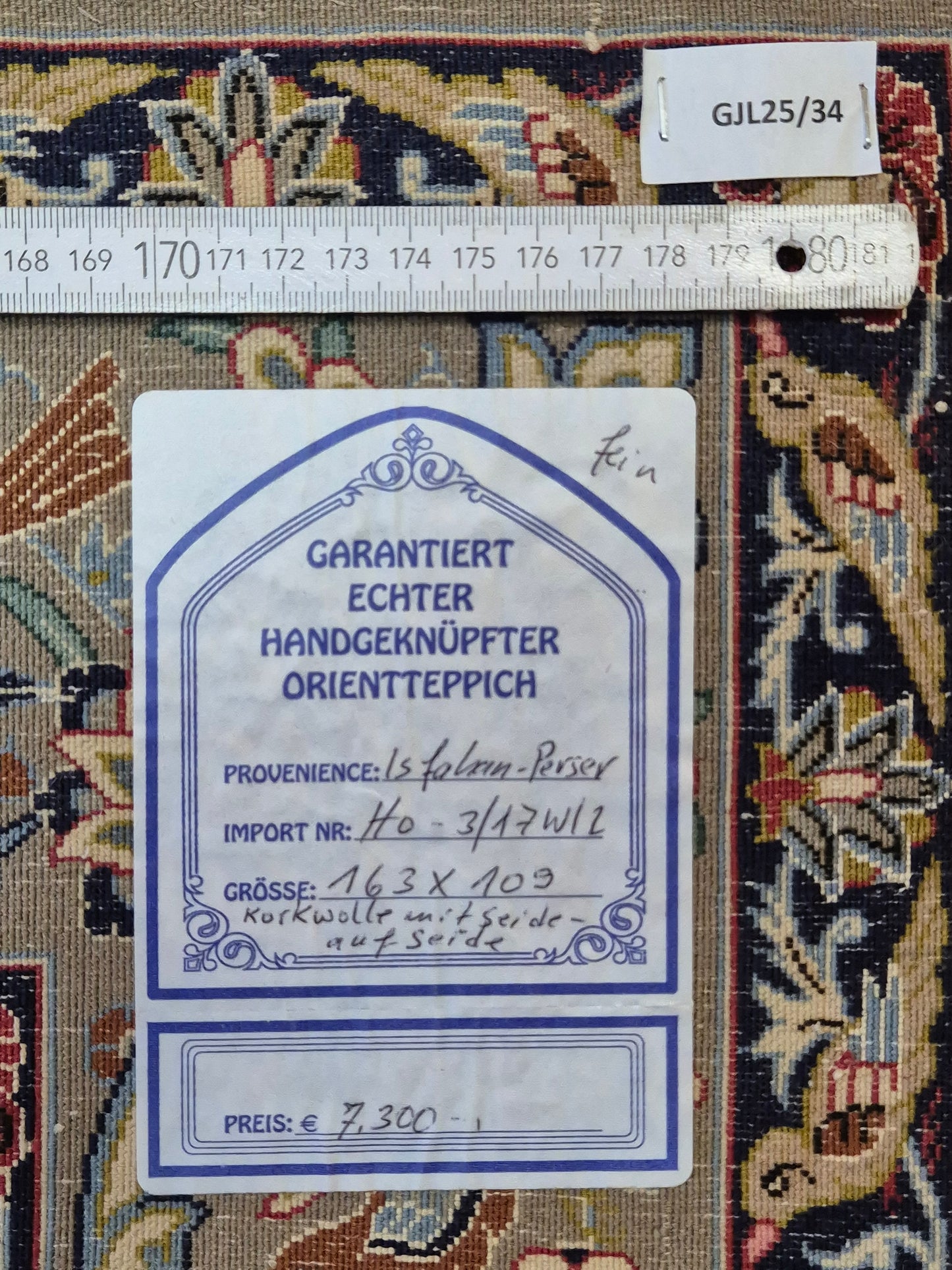 Isfahan Teppich Korkwolle mit Seide florales Design fein