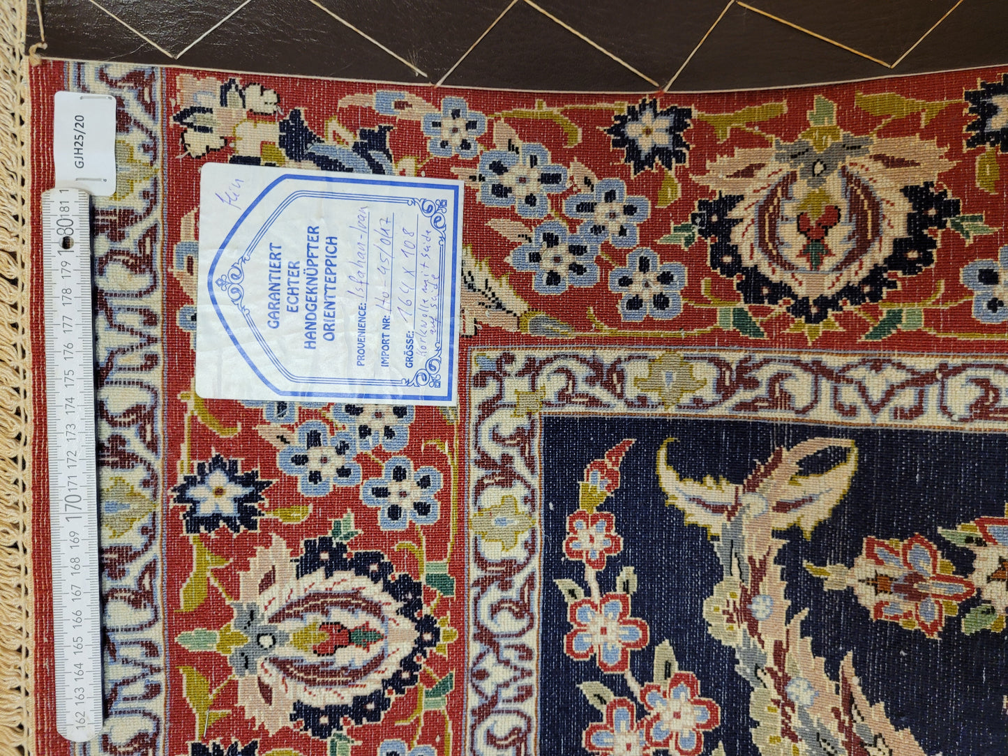 Isfahan Teppich Korkwolle Seide fein handgeknüpft 164x106 cm