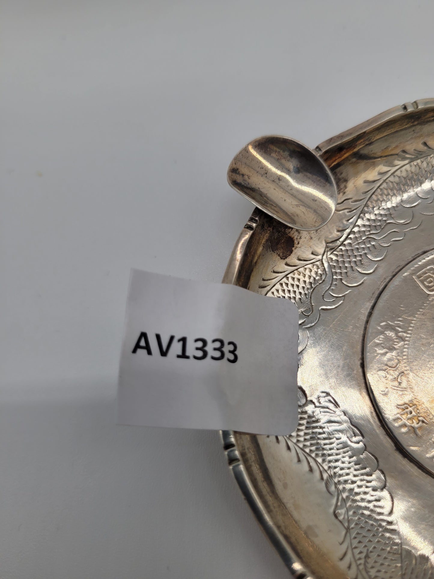 Chinesische Aschenbecher Sterling Silber 925er Drachenmotiv