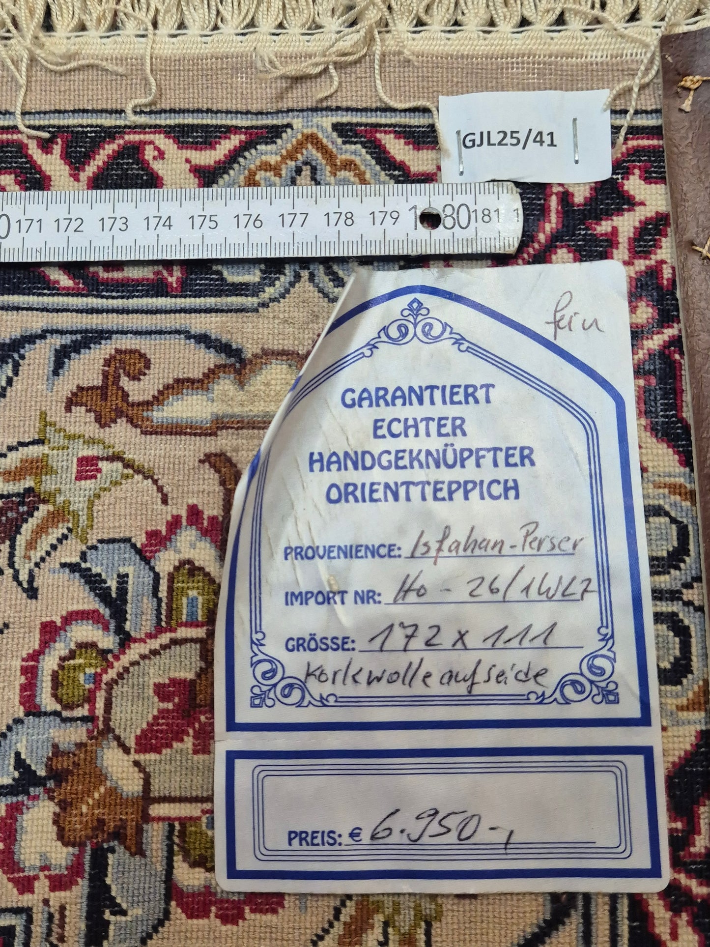 Isfahan Teppich Korkwolle auf Seide Medaillon fein handgeknüpft