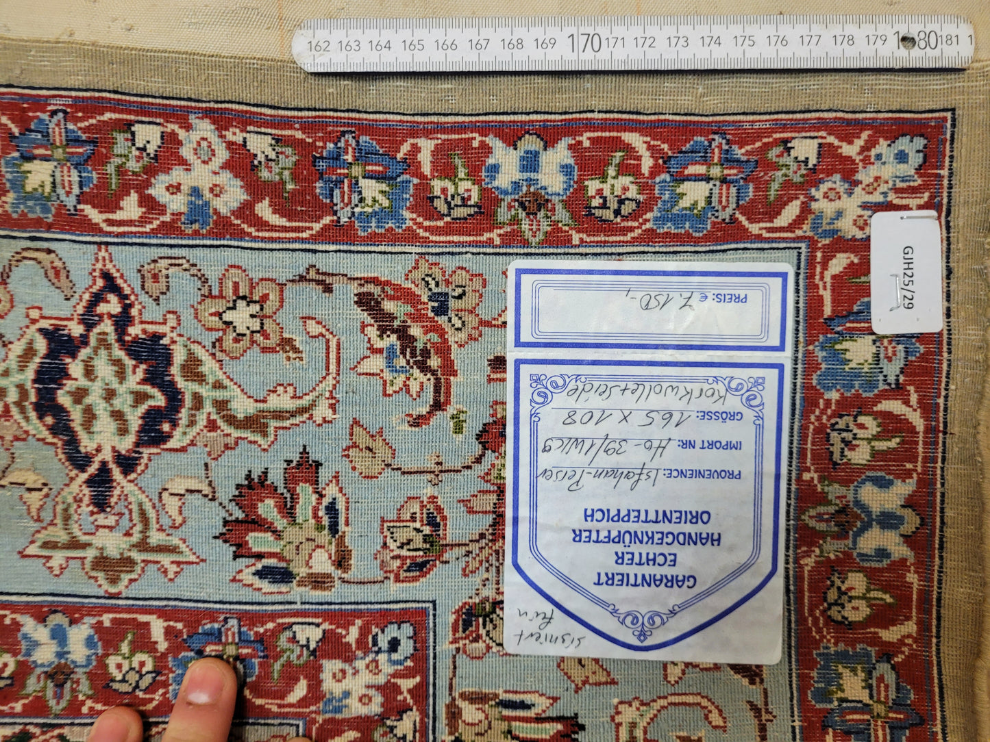 Isfahan Teppich Korkwolle mit Seide feine Knüpfung signiert