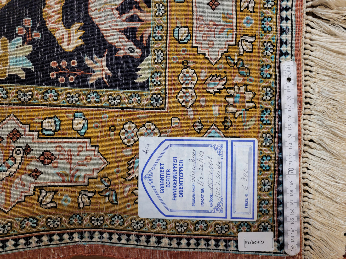 Ghom Seidenteppich Seide feine Knüpfung Jagdszene