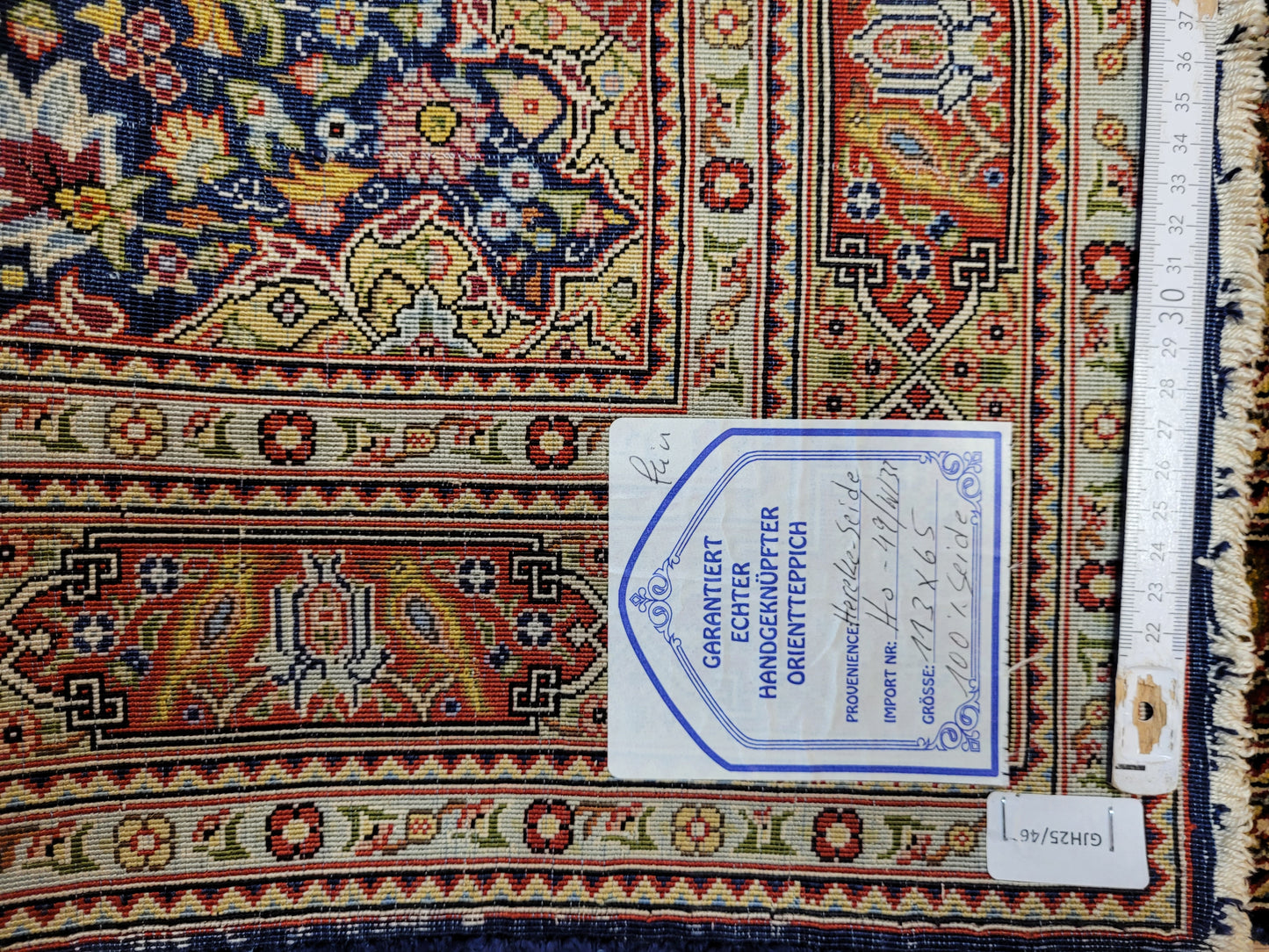 Hereke Teppich Seide auf Seide fein Vase mit Blumenmotiv