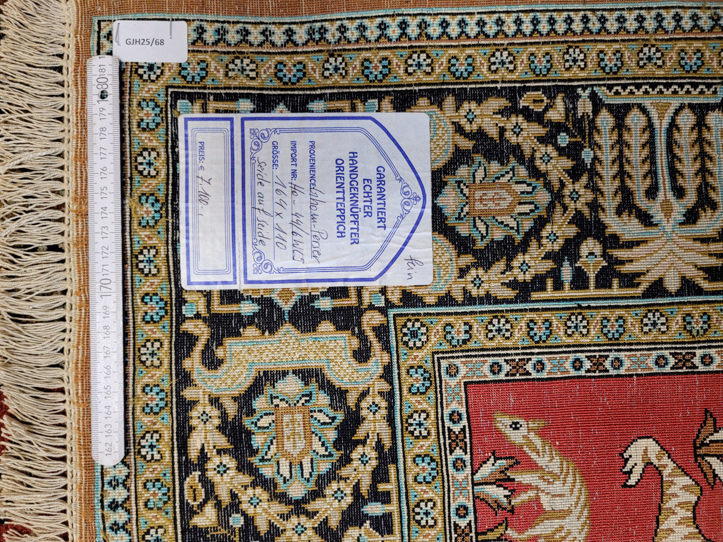 Ghom Seide auf Seide Teppich Jagdmotiv feine Knüpfung