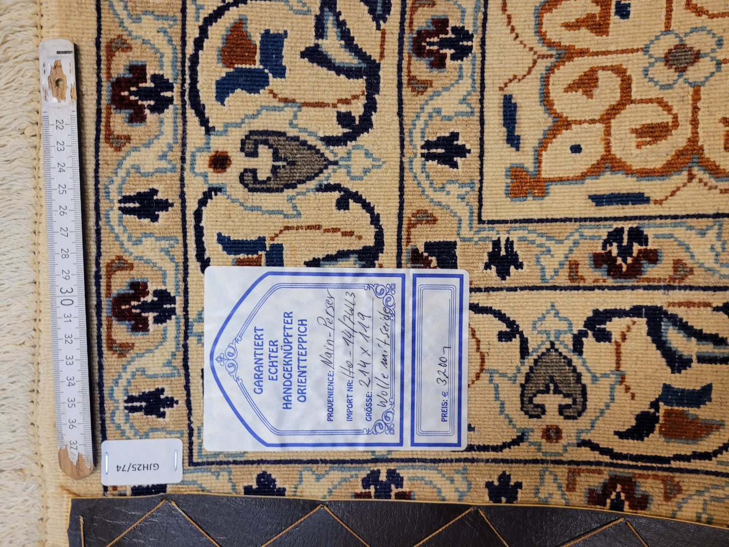 Nain Teppich Wolle mit Seide Medaillon Blau fein