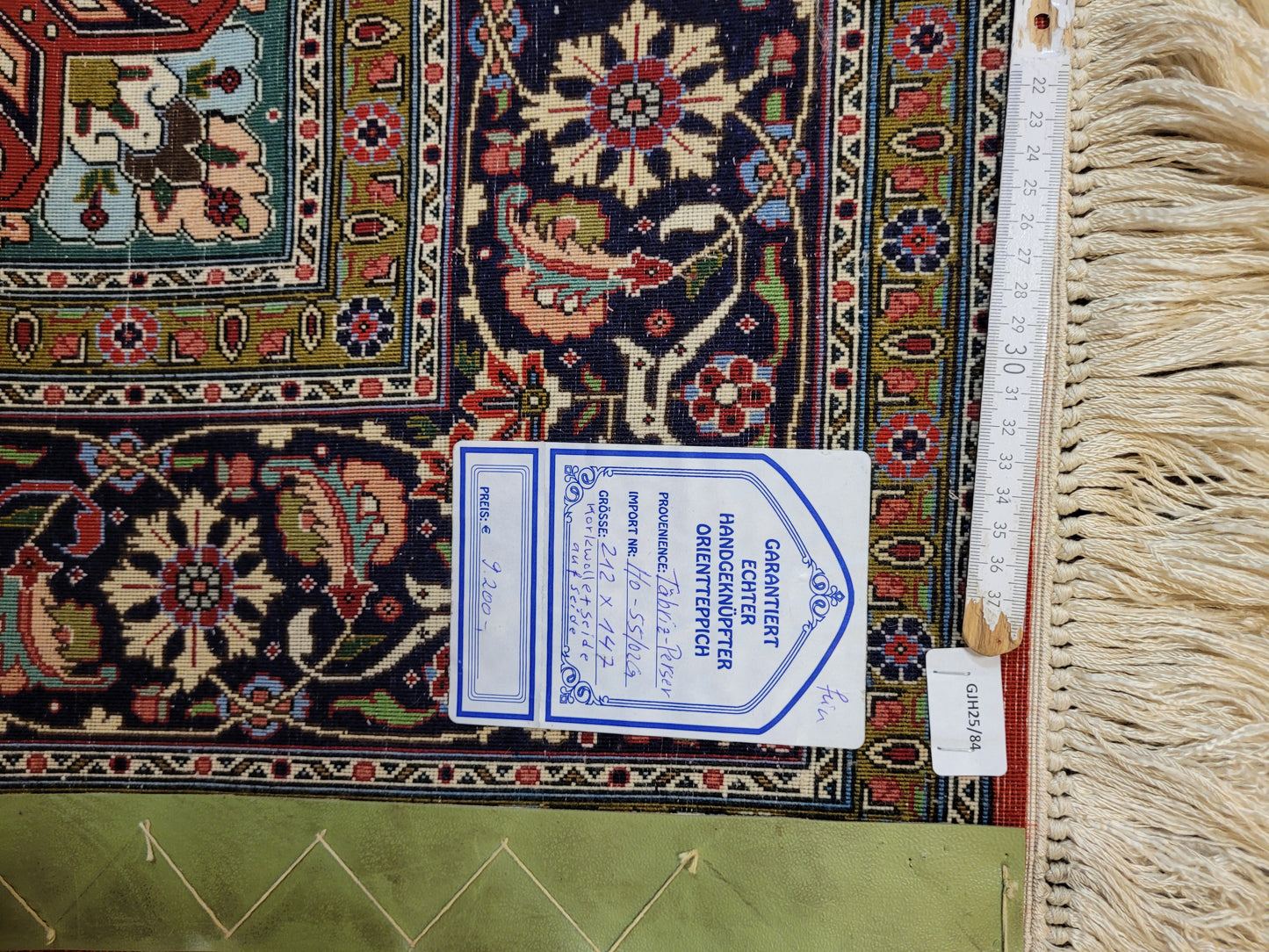 Täbriz Teppich Korkwolle auf Seide feine Handknüpfung Medaillon