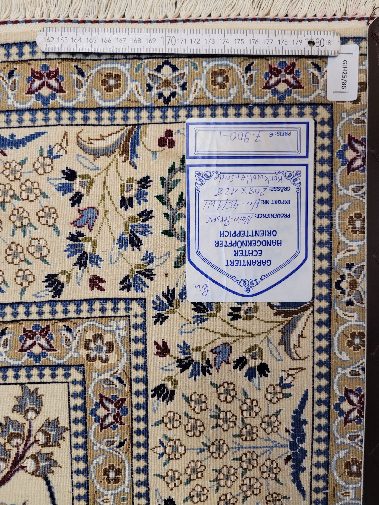 Nain Teppich Korkwolle mit Seide feine Handknüpfung cremeblau