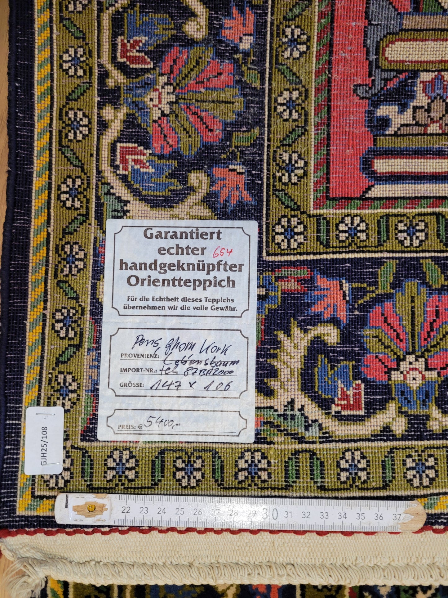 Ghom Teppich Korkwolle Lebensbaum feine Handknüpfung