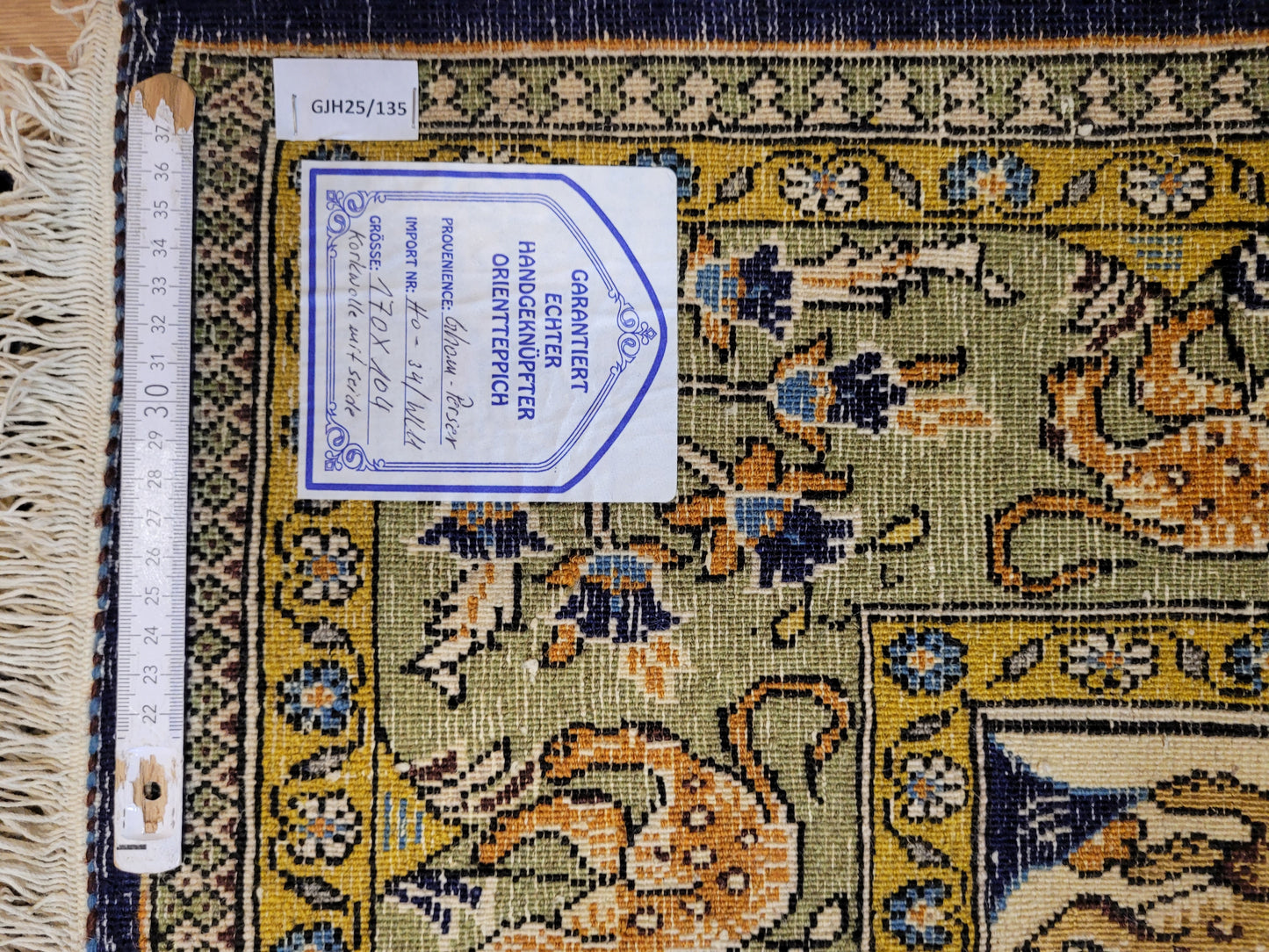 Ghom Teppich Korkwolle auf Seide Tierdarstellungen feine Knüpfung