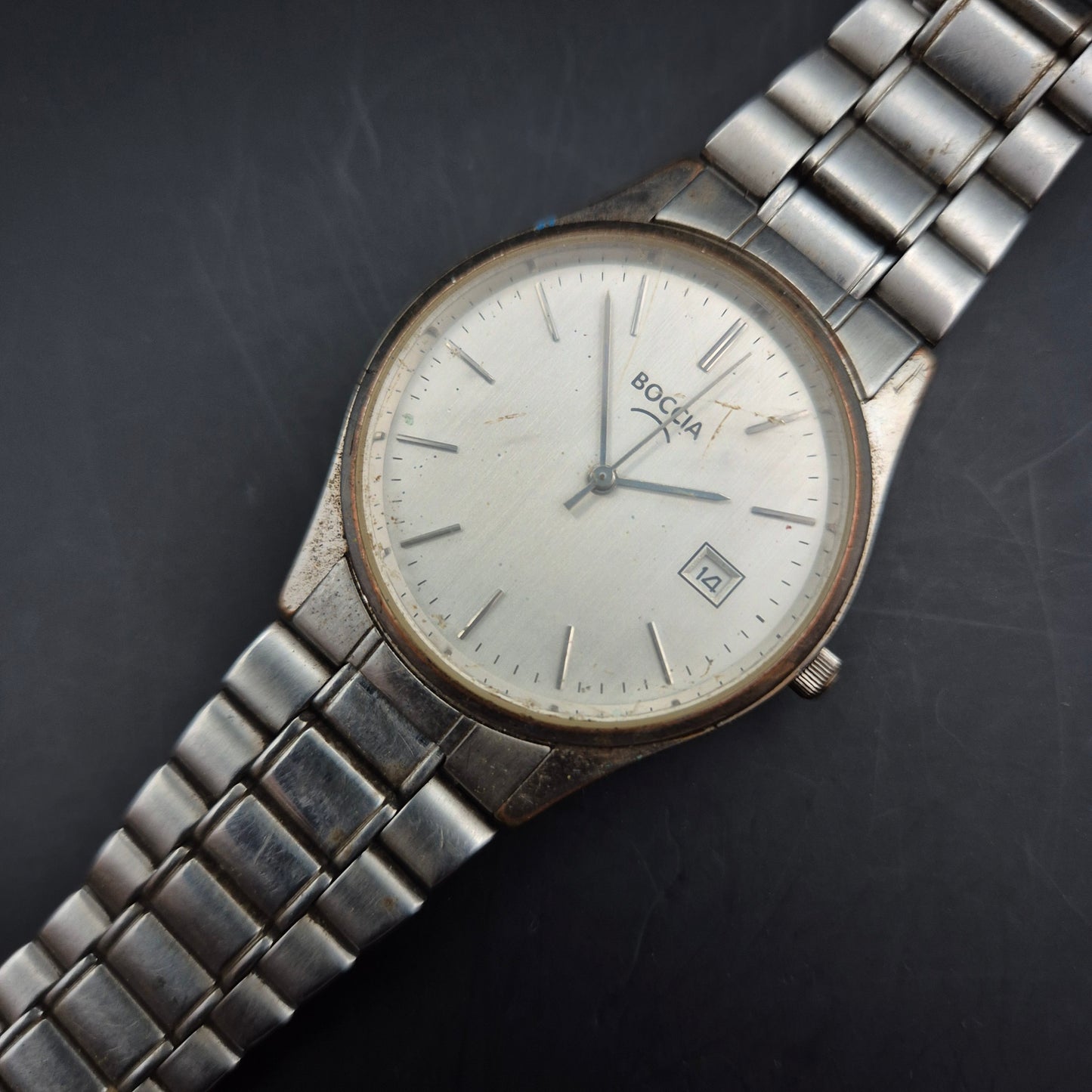 Boccia Herren Quarzuhr – Klassische Titanoptik mit Datumsanzeige