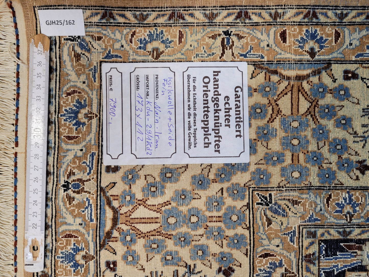 Nain Teppich Korkwolle mit Seide Gartenmotiv feine Knüpfung