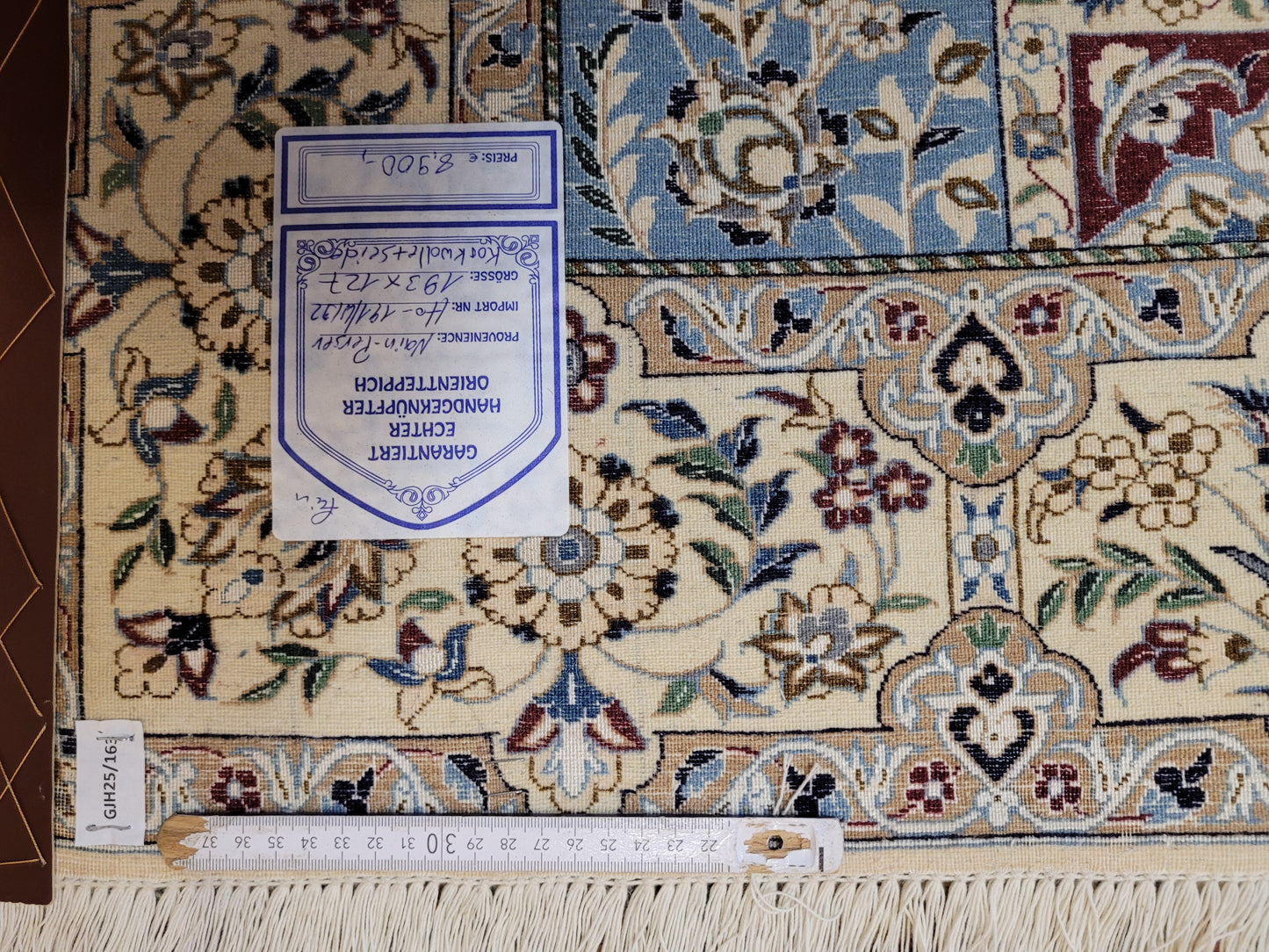 Nain Teppich Korkwolle mit Seide Gartenfeld Muster feine Knüpfung