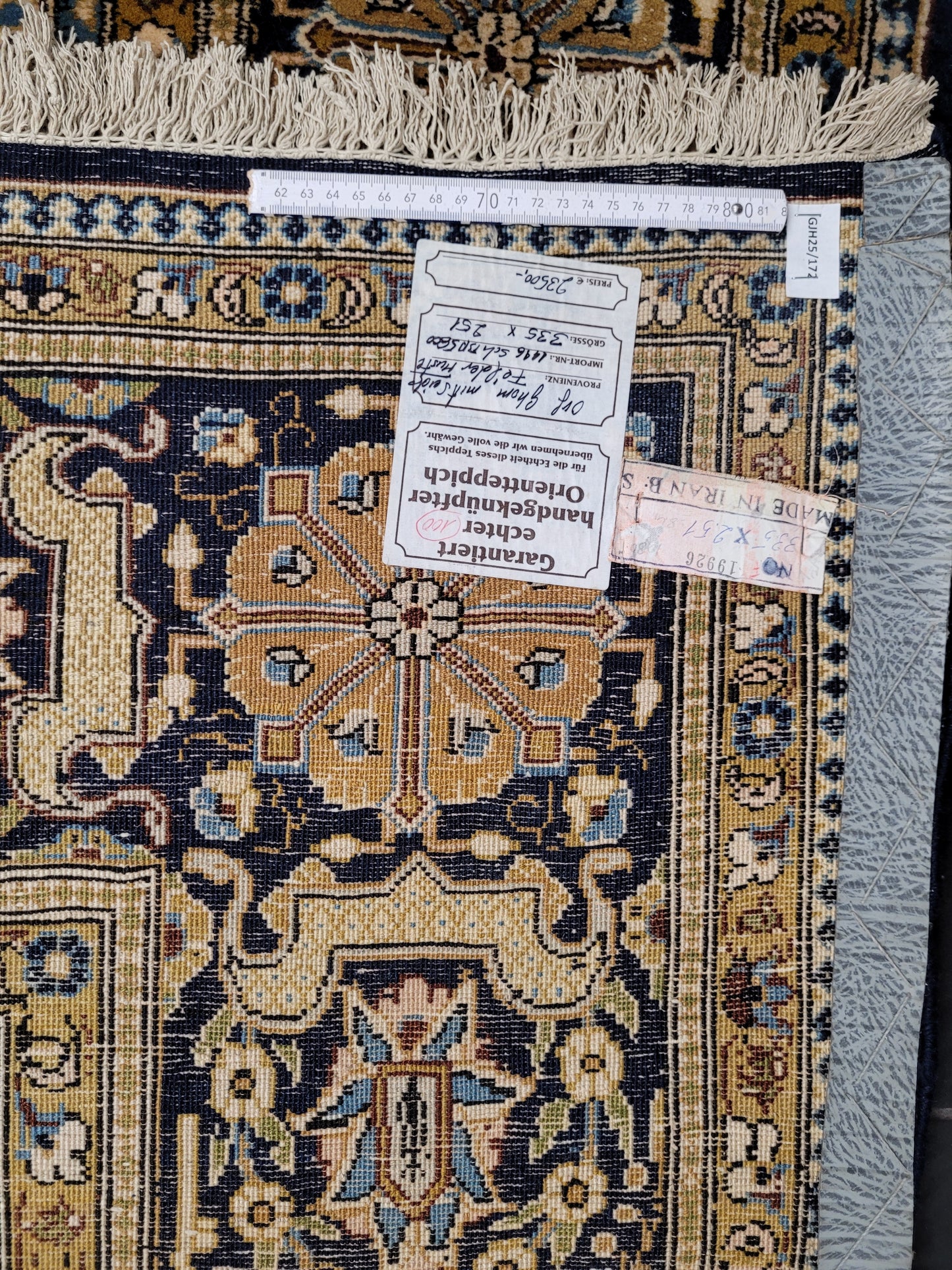 Ghom Teppich Korkwolle mit Seide Feldermuster fein handgeknüpft