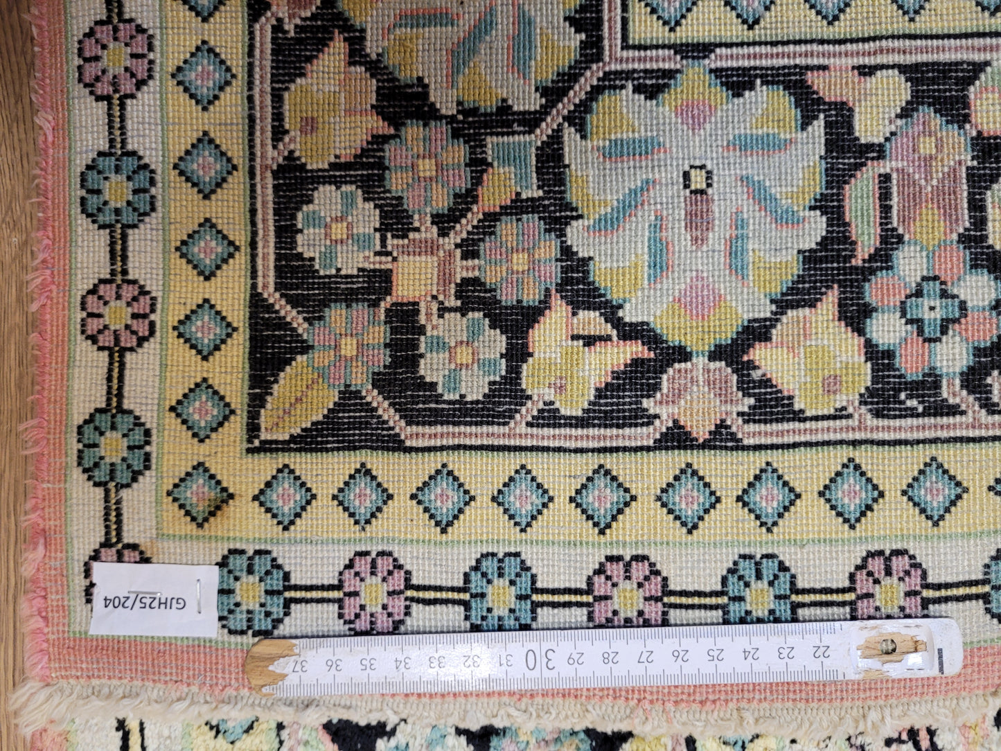 Kaschmir Seidenteppich 182x125 cm florales Medaillon feine Knüpfung