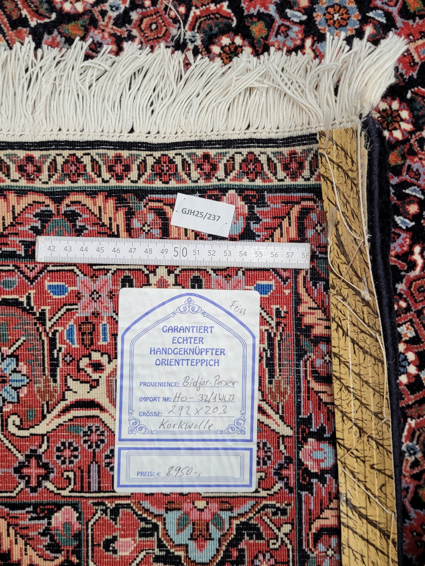 Bidjar Teppich 290x205 cm Korkwolle feine Knüpfung Herati-Muster