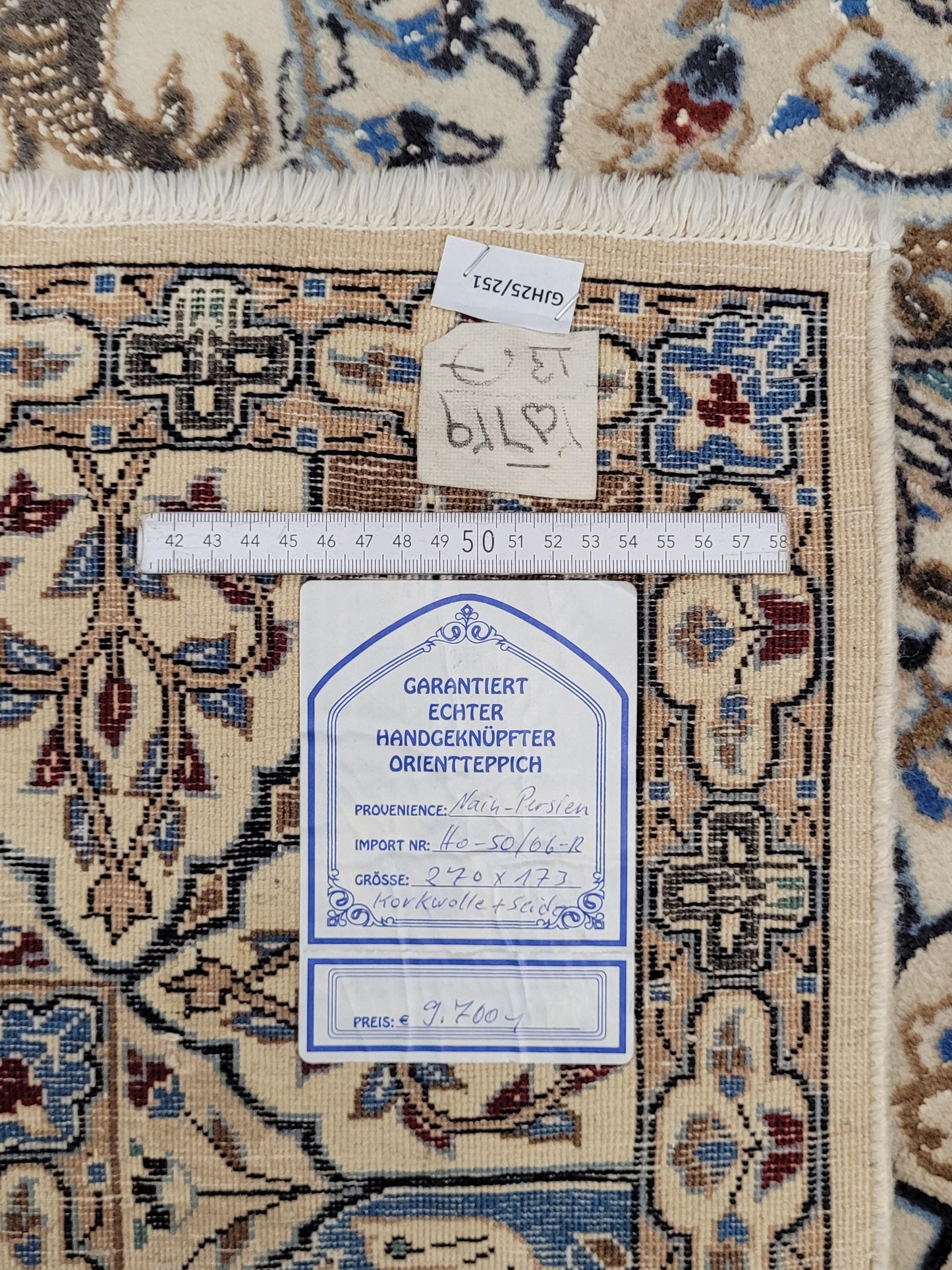 Nain Teppich 200x175 cm feine Korkwolle mit Seide Jagdmotiv