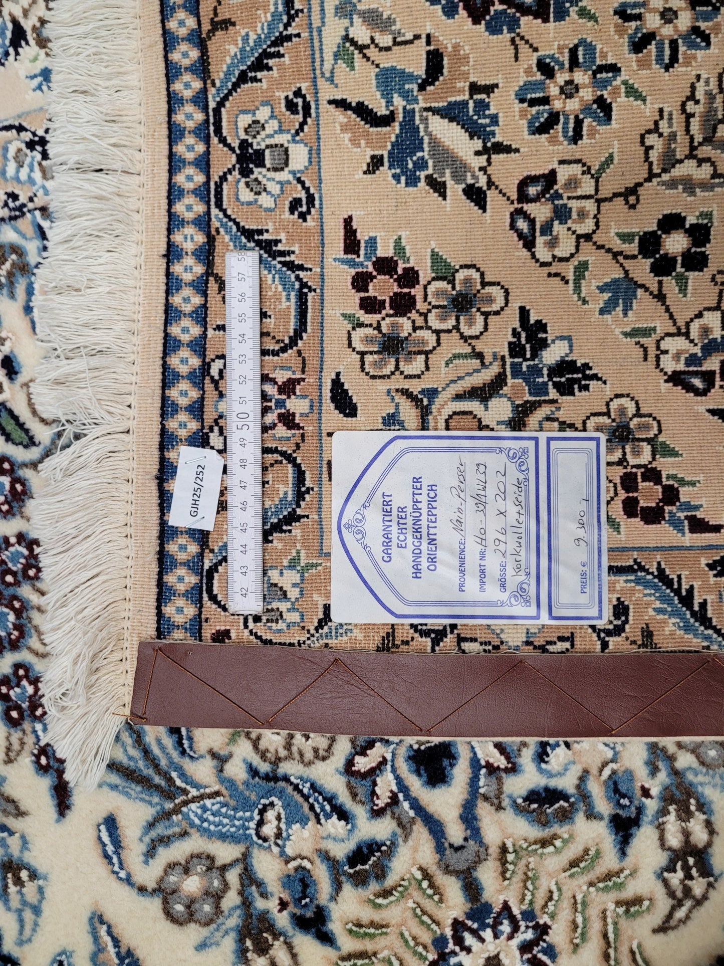 Nain Teppich 300x200 cm feine Korkwolle mit Seide – Vogel- und Blumenmotiv