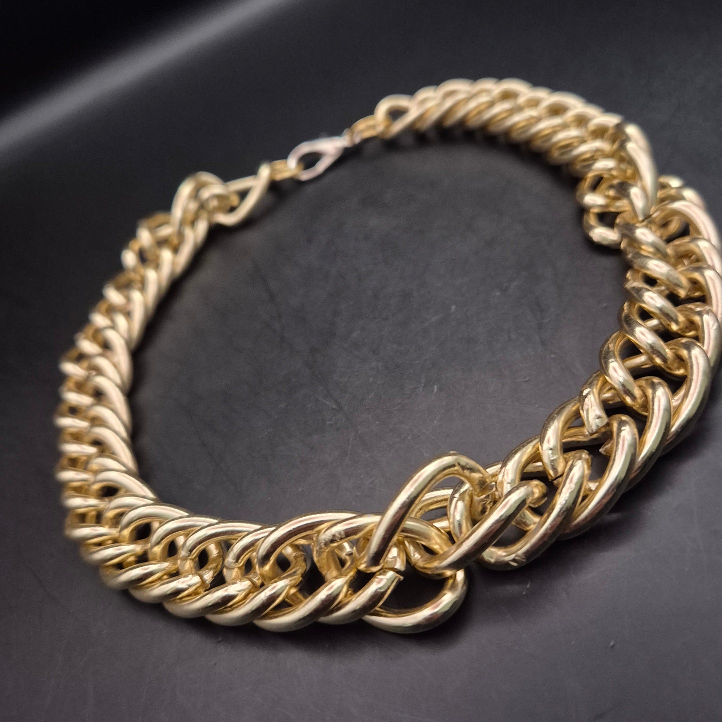 Markante Gliederkette (Collier) – Breites, glänzendes Gold