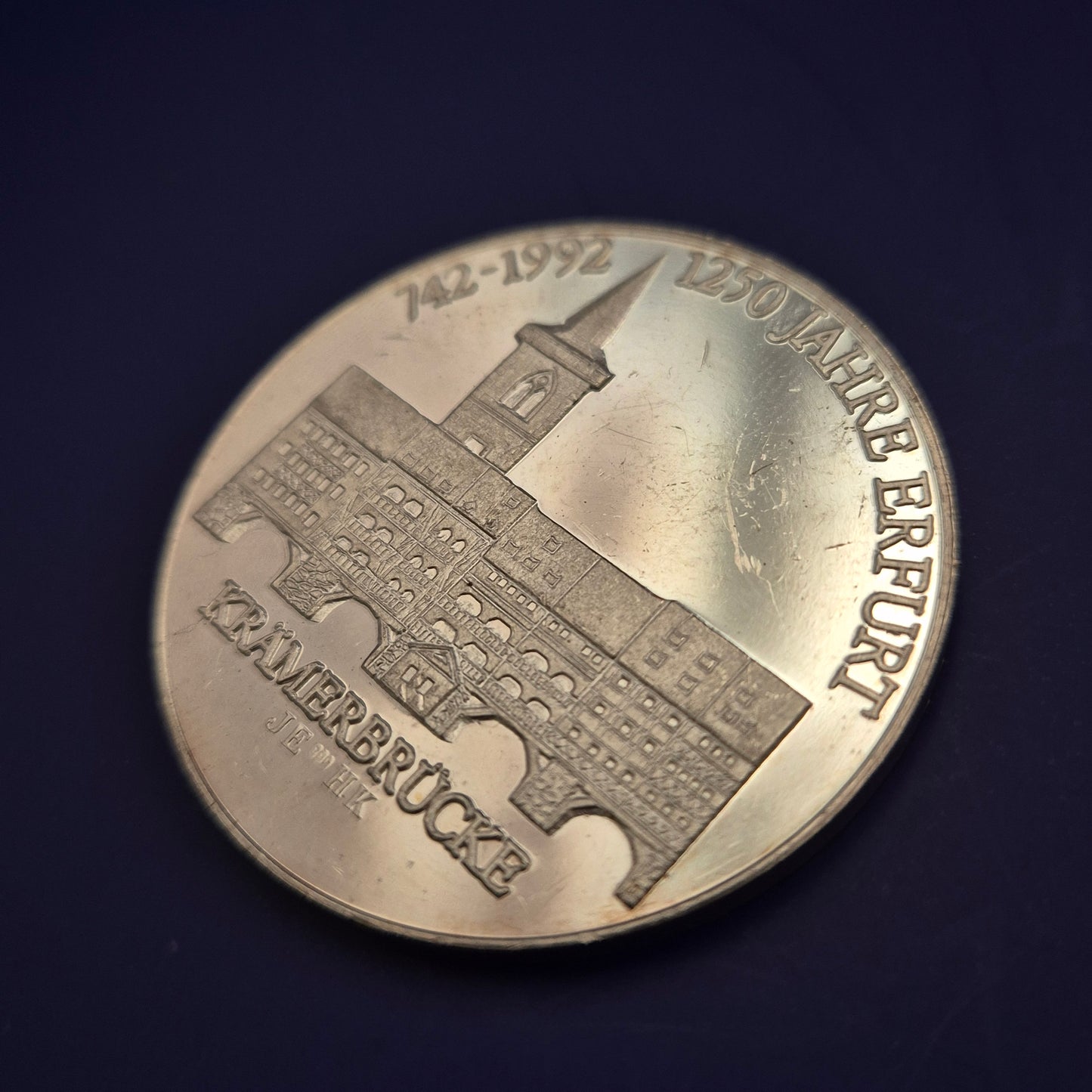 Historische Silber-Medaille – 1250 Jahre Erfurt/Krämerbrücke