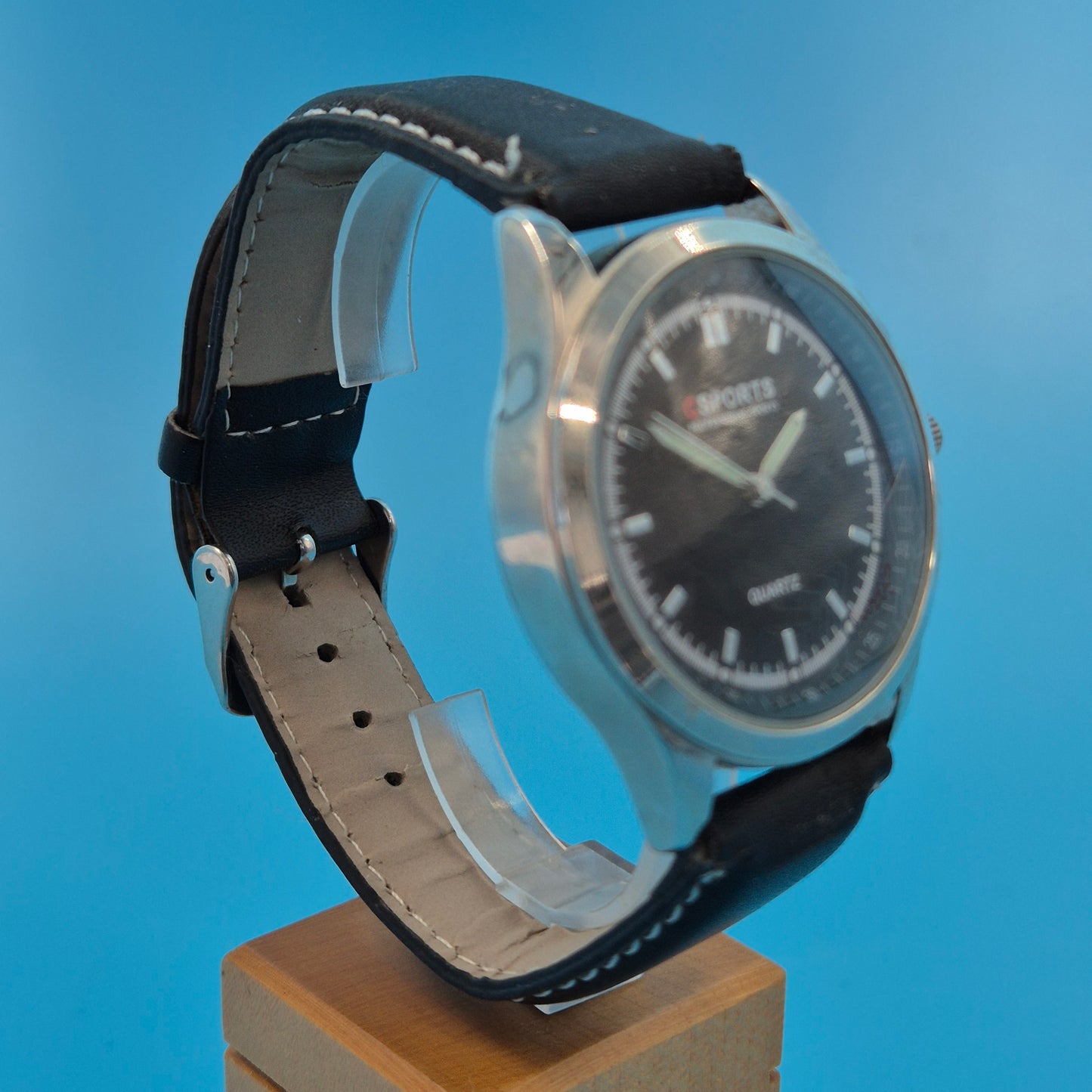 Sportliche CSports Herren Uhr – Klassisches Schwarz mit Kontrastnaht