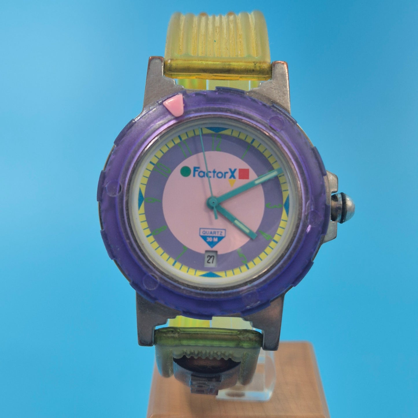 Bunte Factor X Beverly Hills Damen Uhr – Retro Look in Lila & Gelb