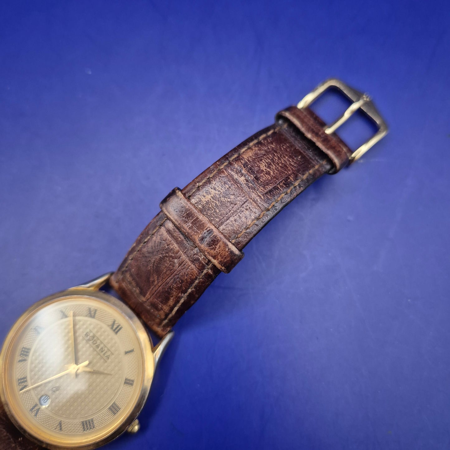 Klassische Rodania Herren Uhr – Elegantes Gold-Design mit Lederarmband