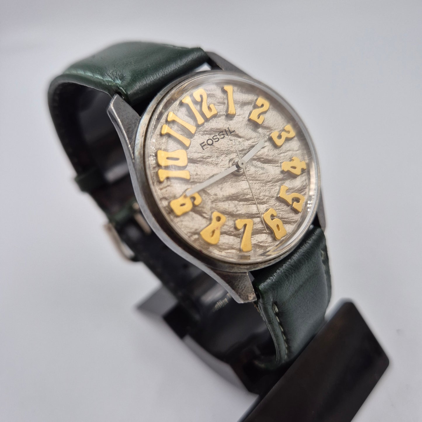 Einzigartige Fossil Damen Uhr – Vintage Design mit grünem Lederarmband