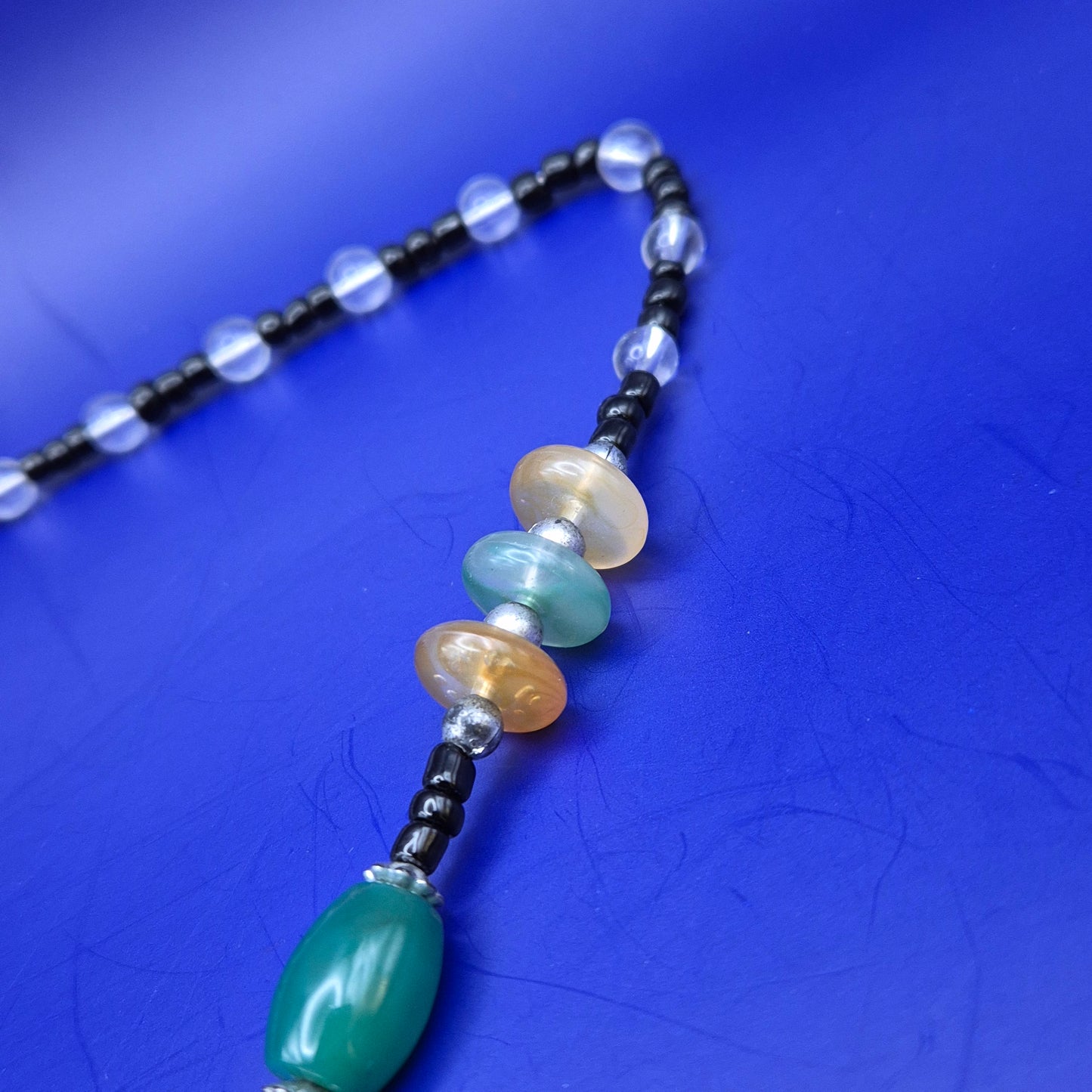 Bunte Statement Kette mit Achat Anhänger im Ethno Look