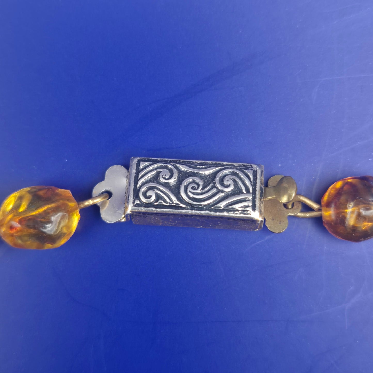 Vintage Bernstein Kette facettierte Kugeln honigfarbenes Design