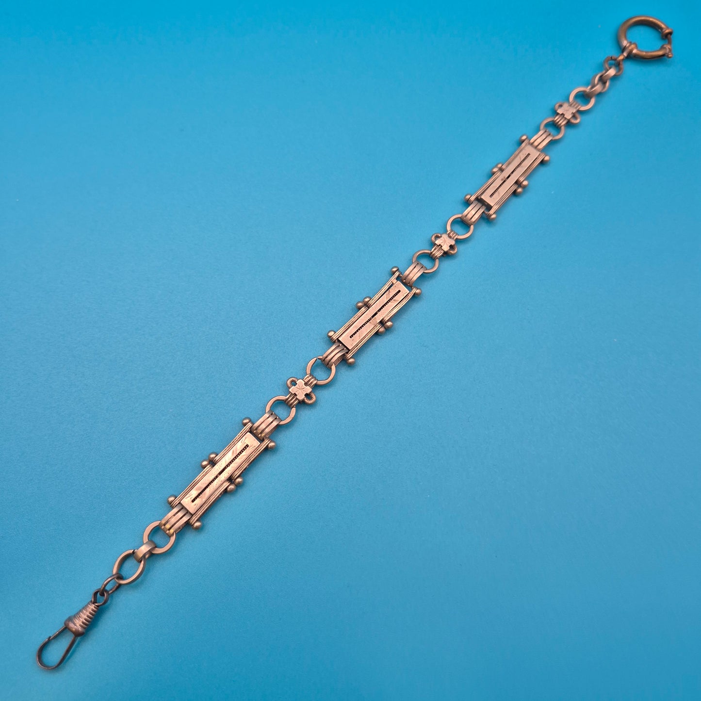 Antike viktorianische Uhrkette mit Zierelementen Rosegold-Optik