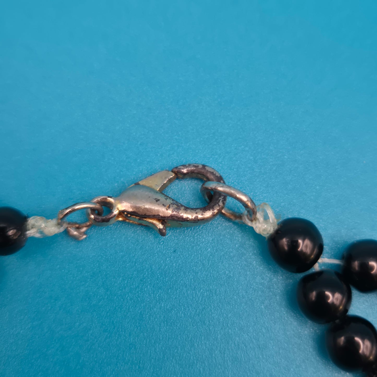 Vintage Statement-Kette zweireihig mit schwarzen und klaren Perlen