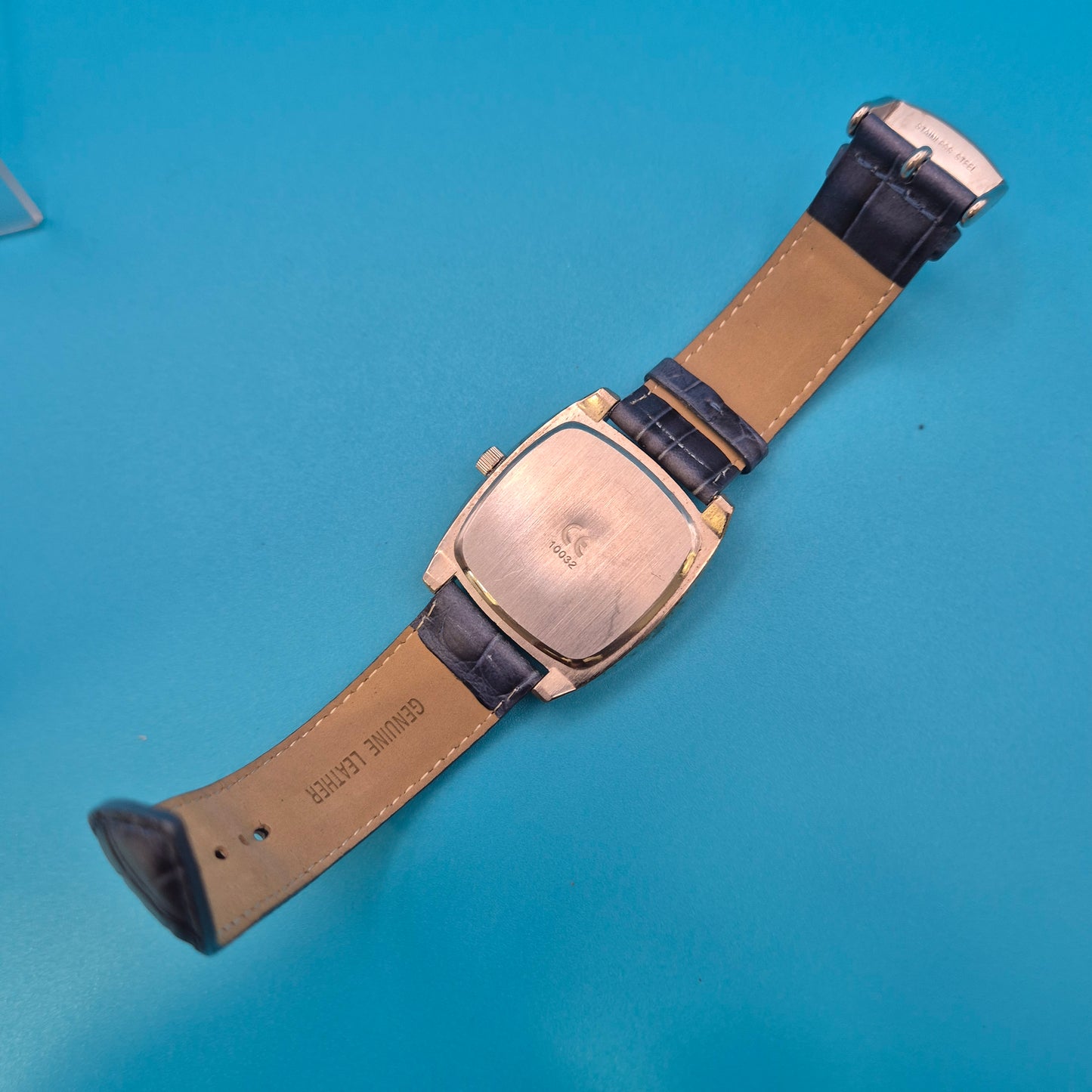 Elegante Vintage Condor Quarzuhr mit quadratischem Gehäuse und Lederarmband