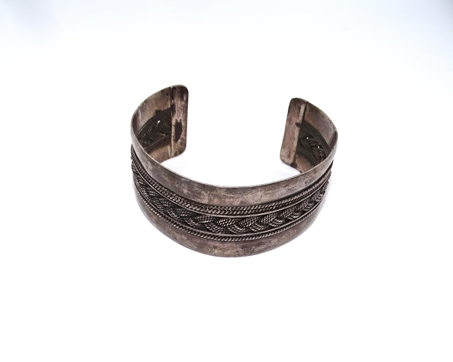 Vintage Silber Armband Verdrehte Schriftrolle 925 Sterling