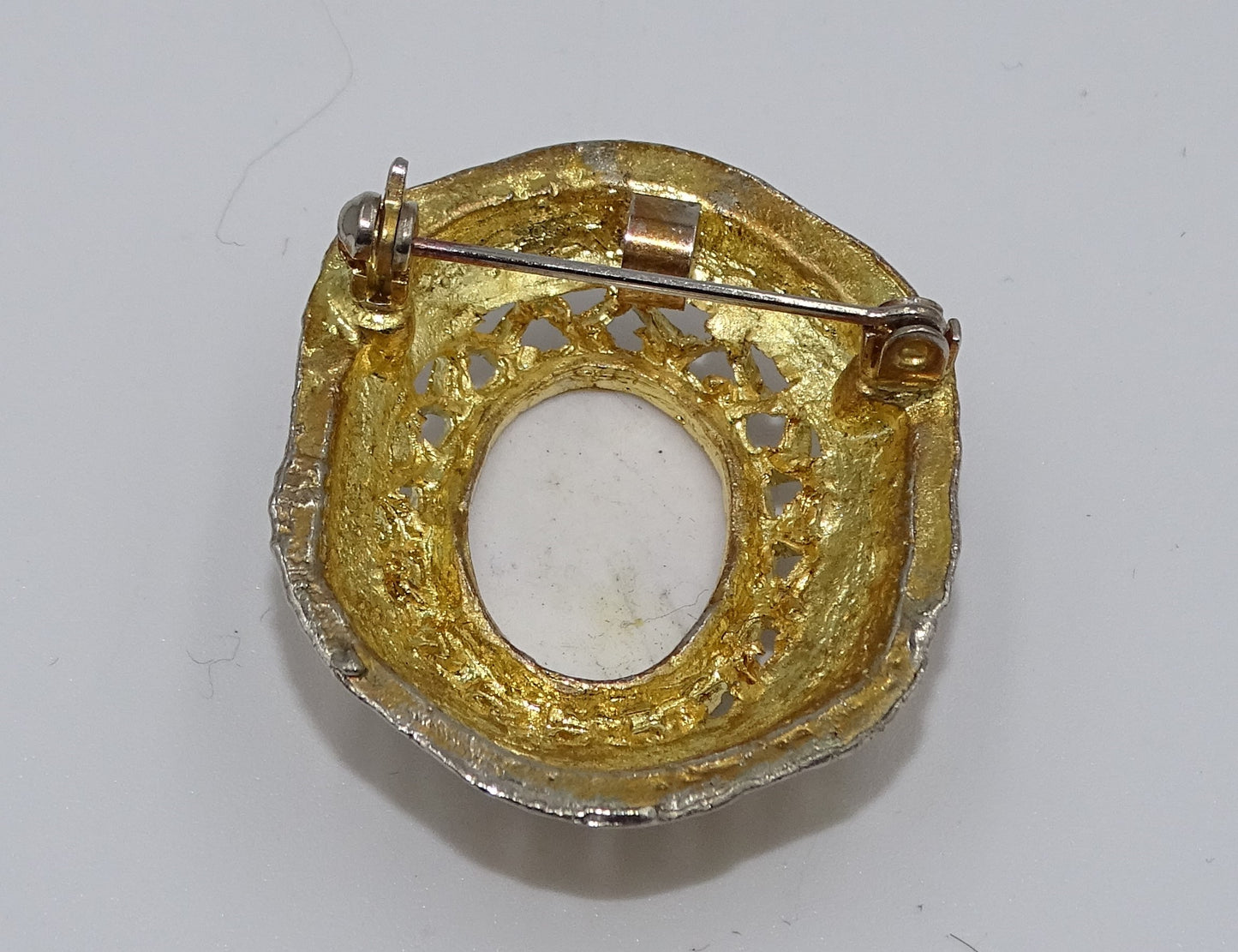 Porzellan Brosche Vintage Rose Blume Gemme mit goldener Anstecknadel